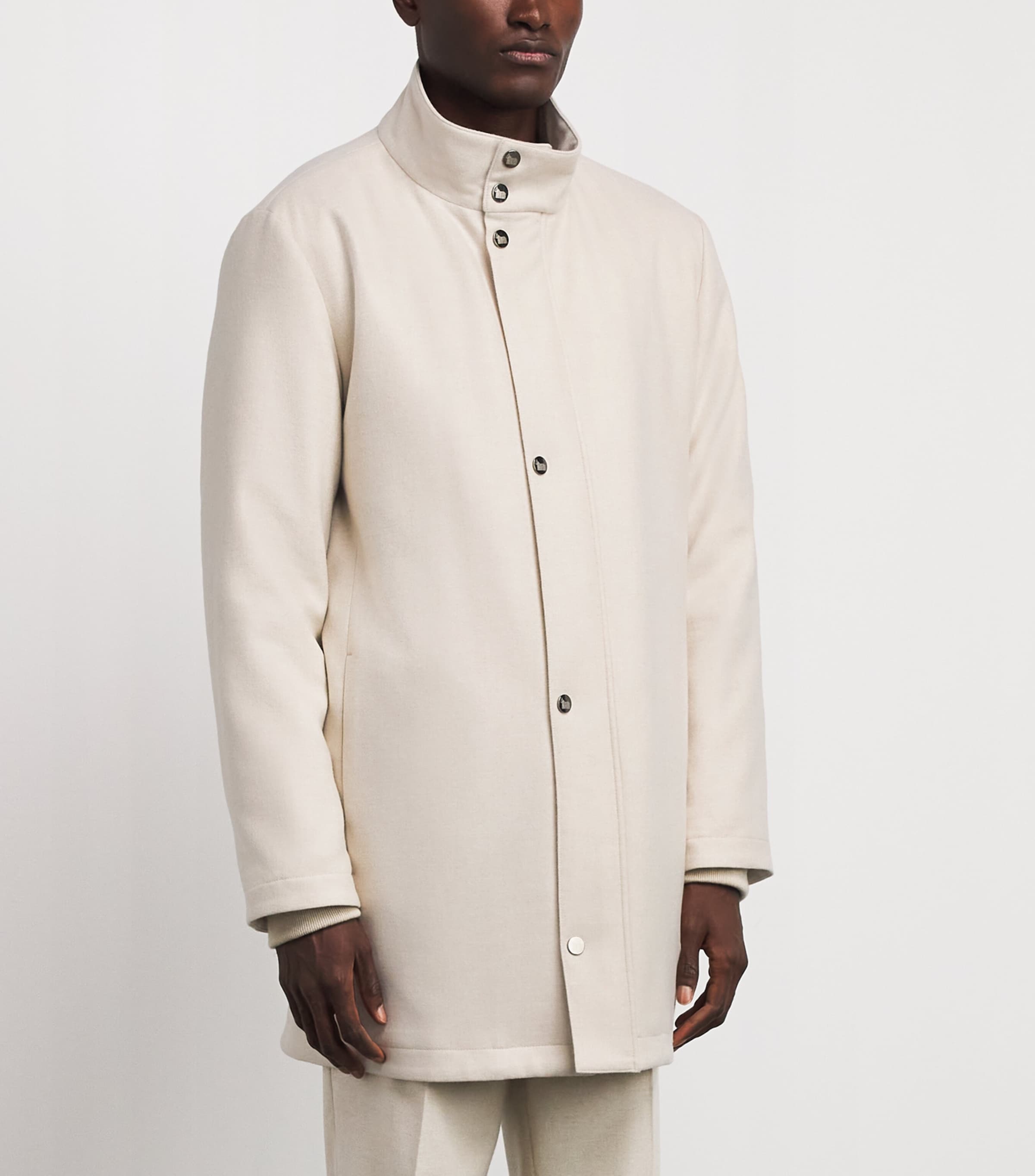 Colombo Mens Cashmere Overcoat Natural White Image 4