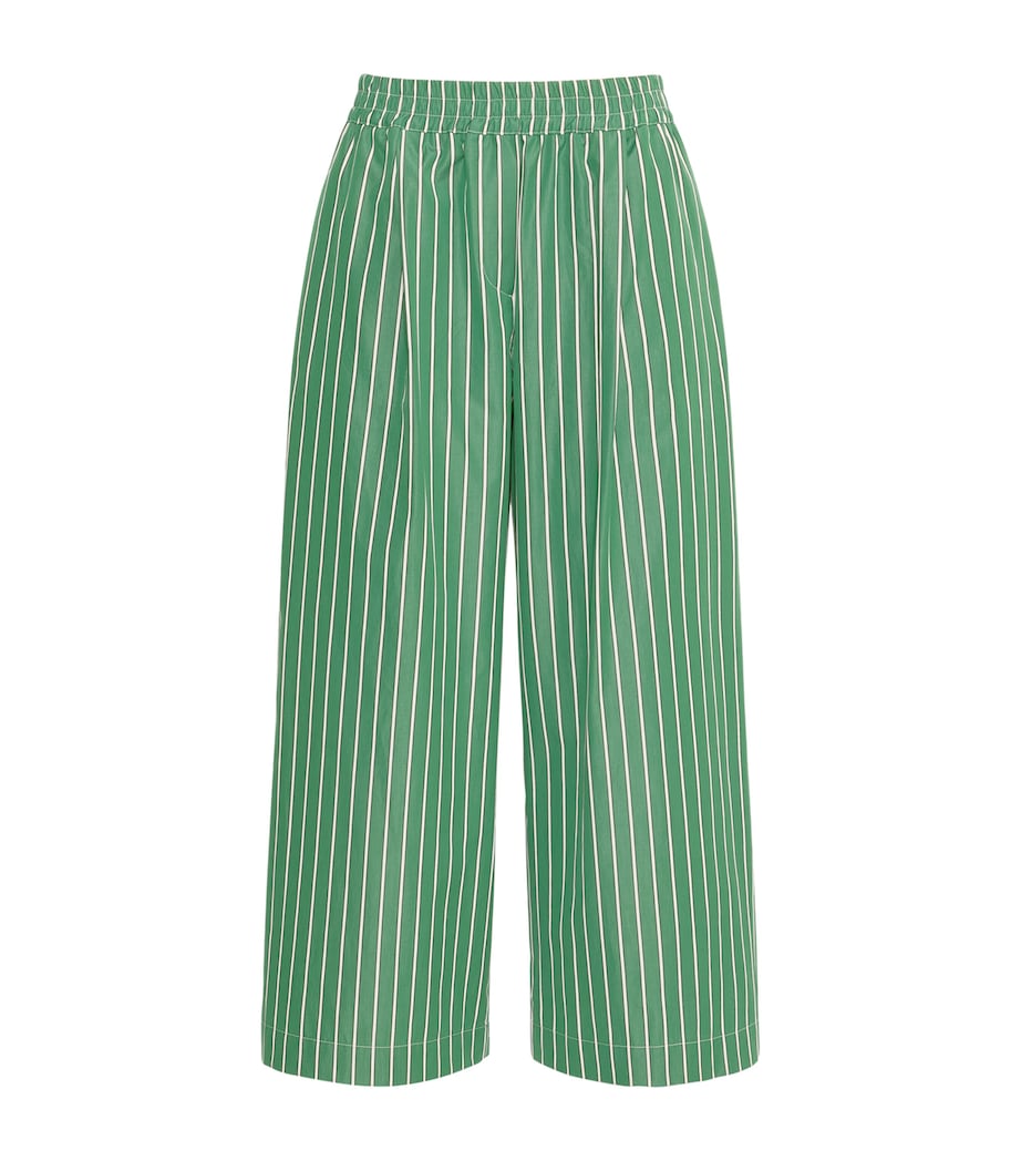 Weekend Max Mara Womens Cotton Striped Wide-Leg Trousers Green Image 1