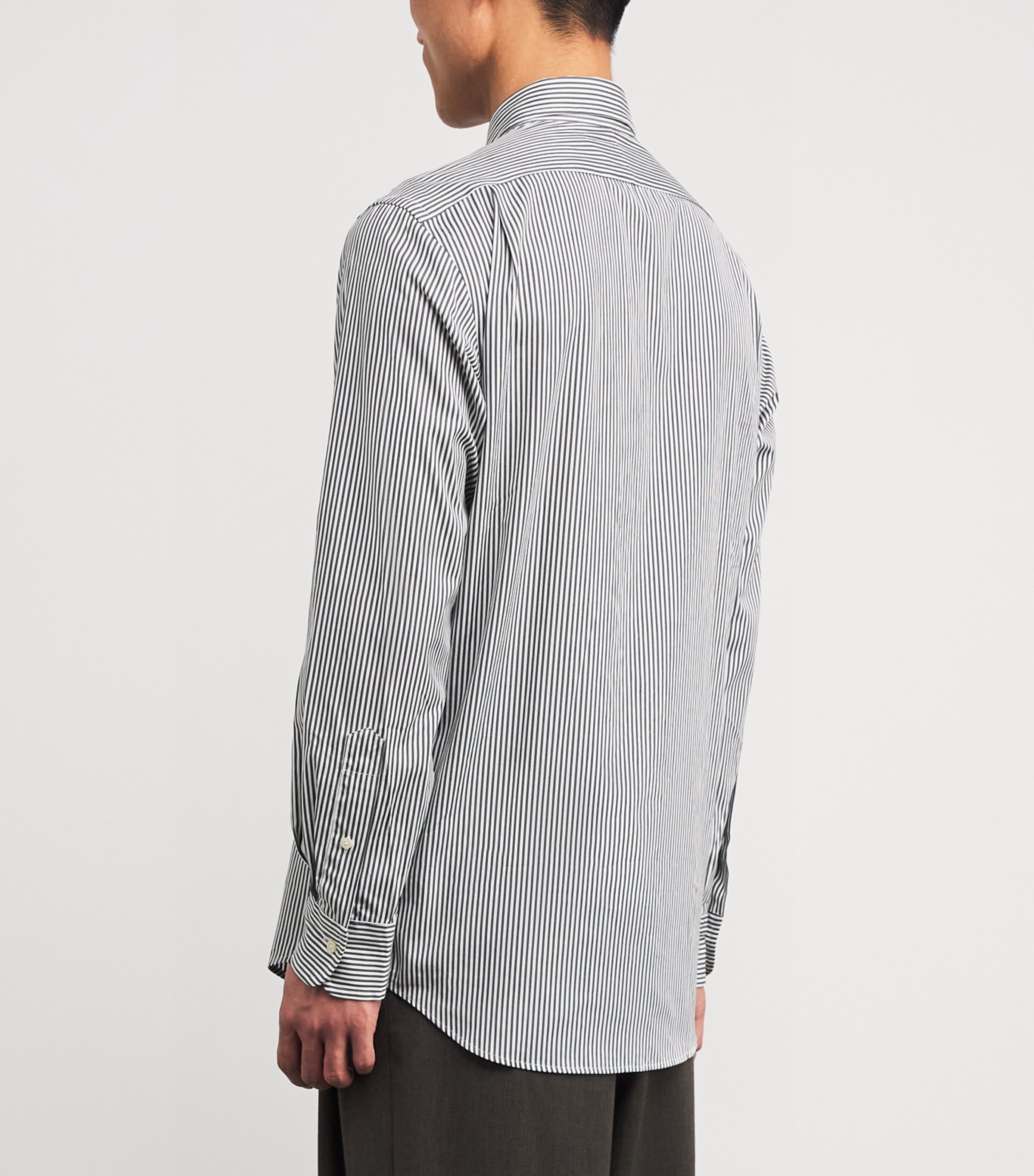 Cotton Poplin Custom Fit Stripe Shirt DARK METAL Image 4