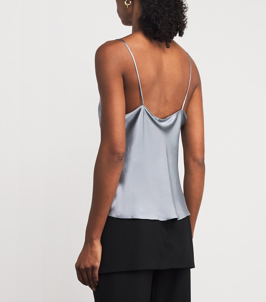 Silk V-Neck Cami Top LIGHT BLUE Image 4