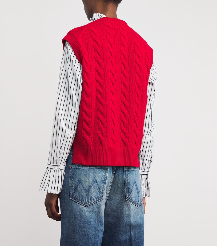 Wool-Cashmere Cable-Knit Sweater Vest RL2000 RED Image 4