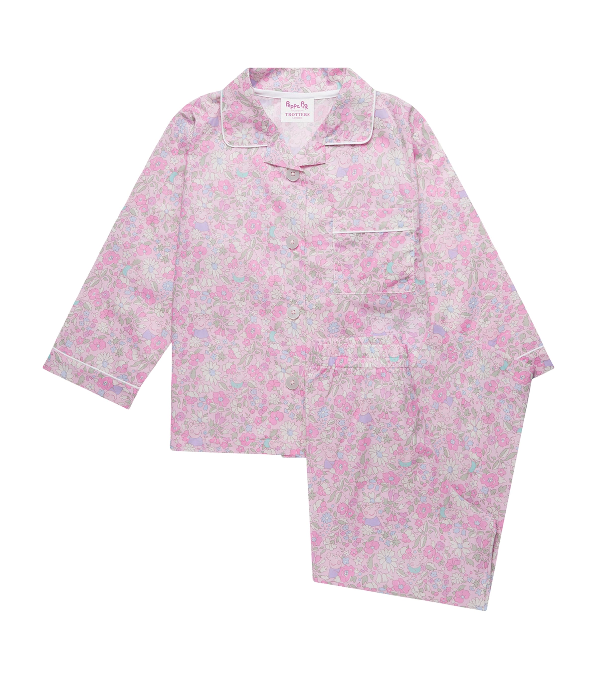 Shop Trotters Liberty Print Peppa Pig Pyjamas In Pink