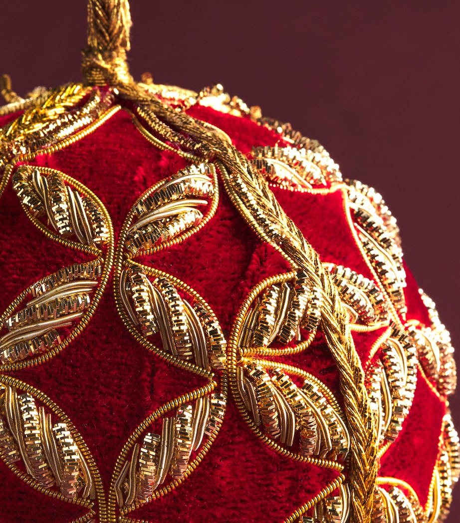 Harrods Velvet Embroidered Bauble Red Image 2