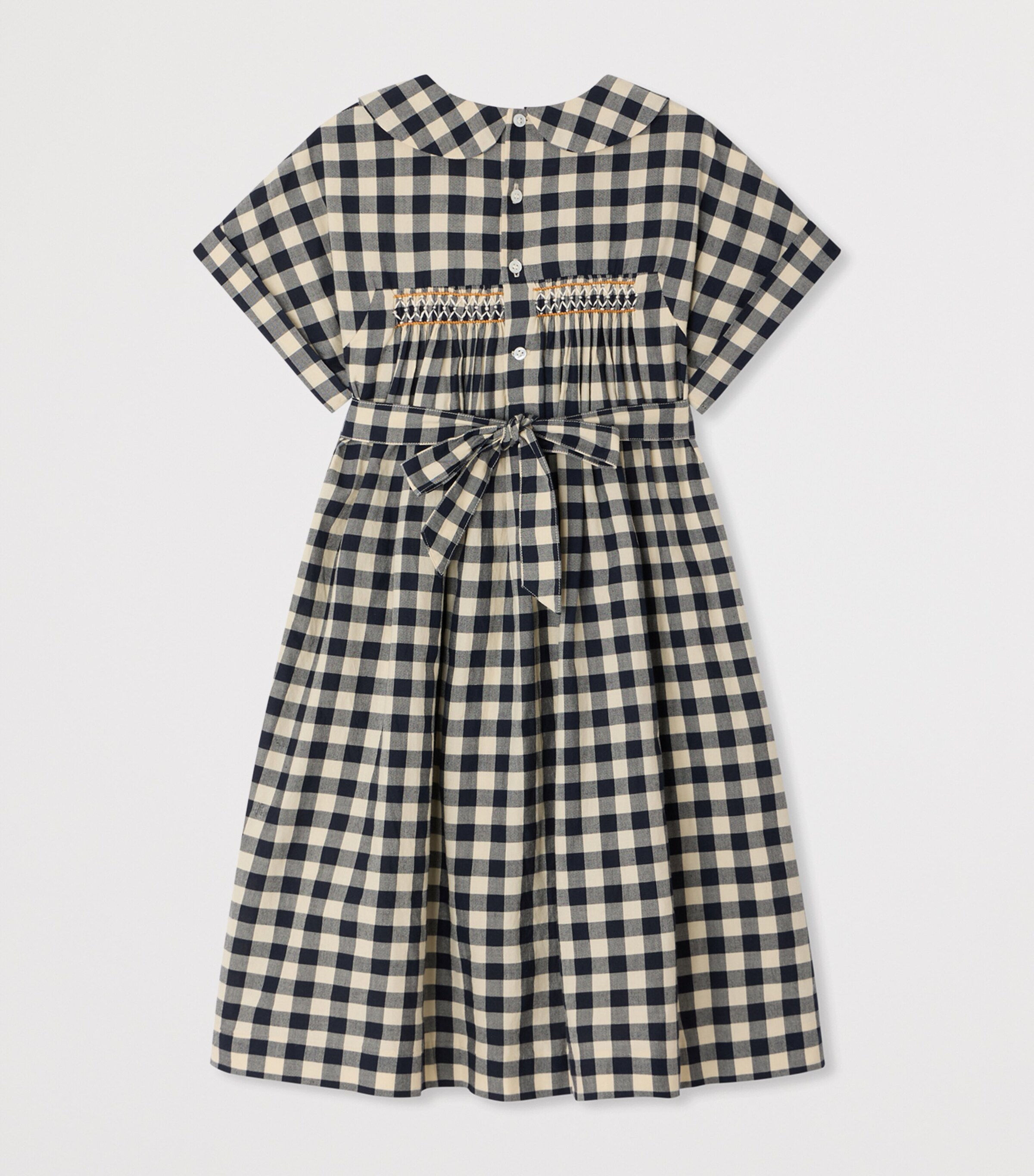 Bonpoint Cotton Check Dress (10-14 Years) Gris Fonce Image 2