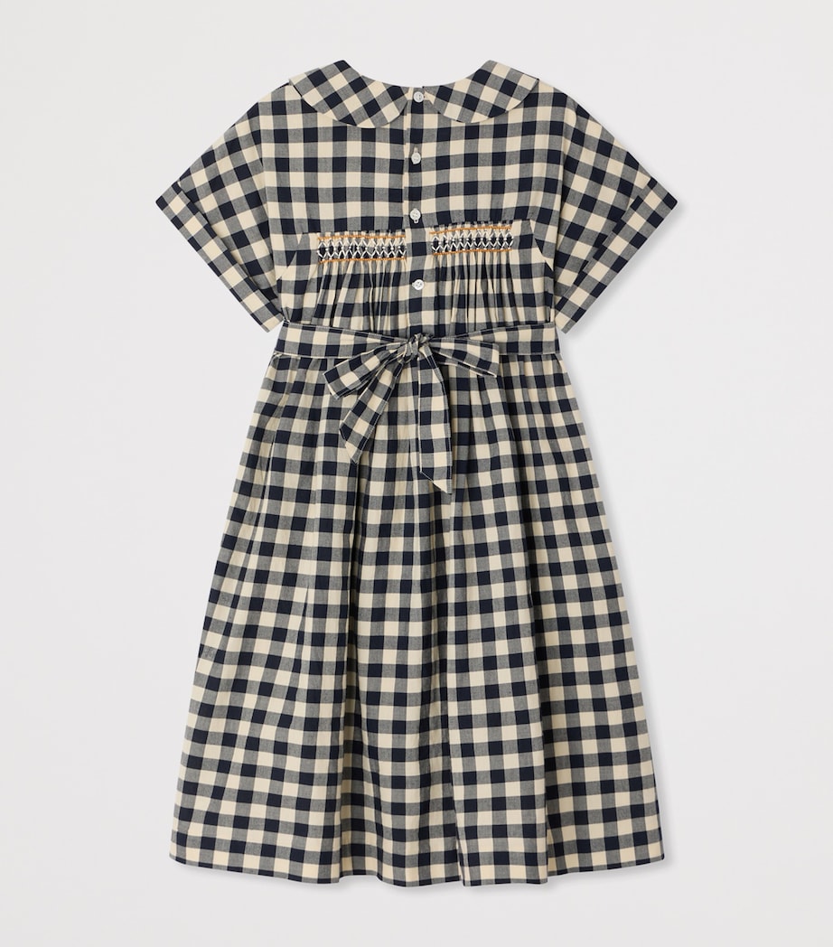 Bonpoint Cotton Check Dress (10-14 Years) Gris Fonce Image 2