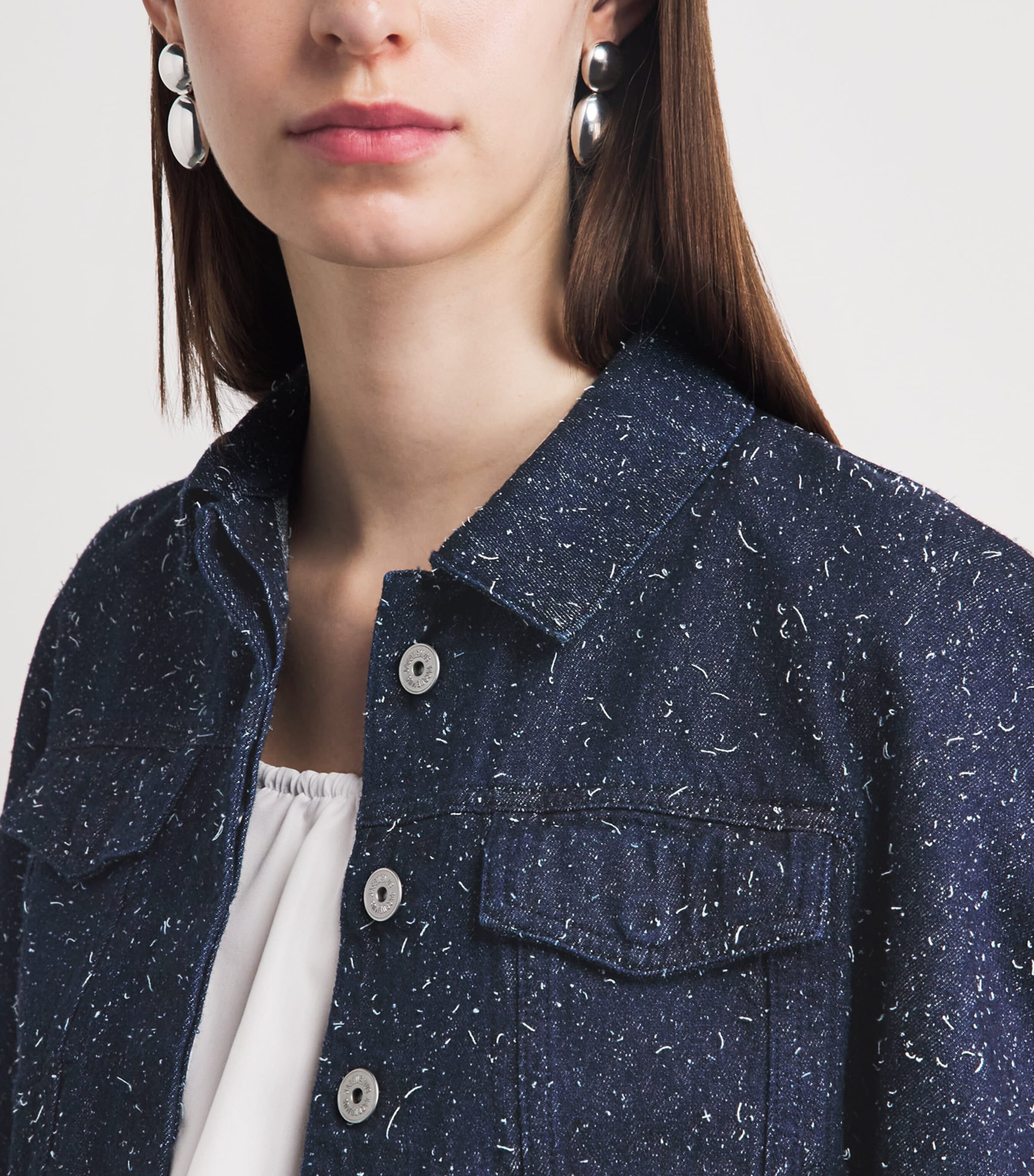Jacquemus Womens Embroidered Ovalo Denim Jacket Navy Image 3