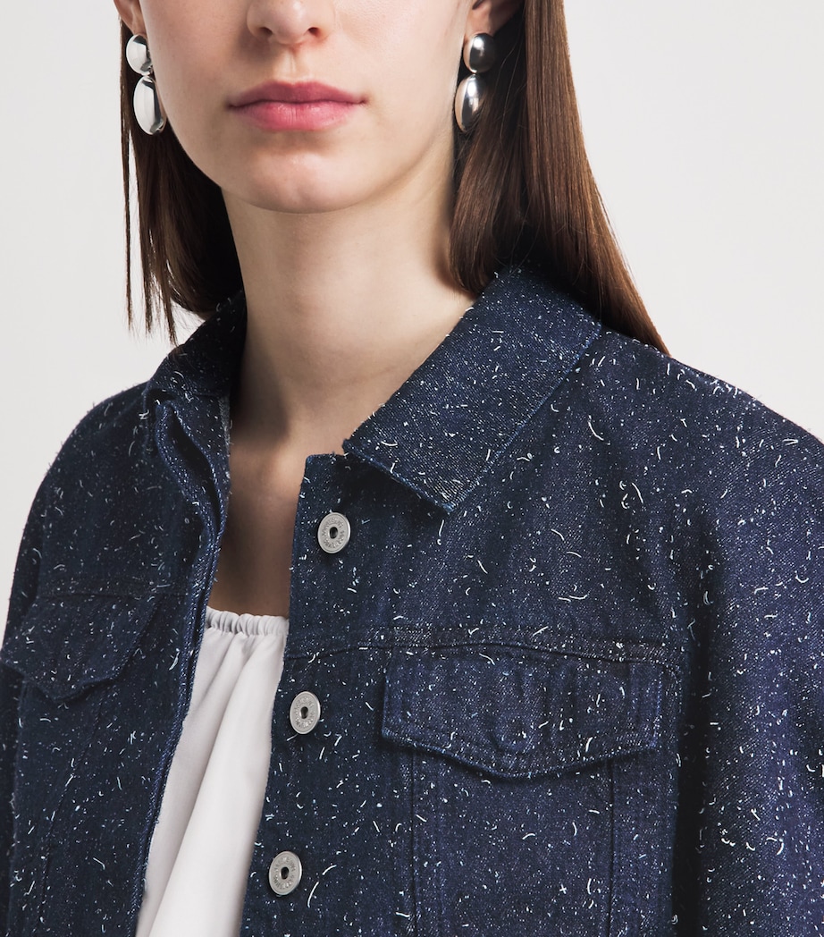 Jacquemus Womens Embroidered Ovalo Denim Jacket Navy Image 3