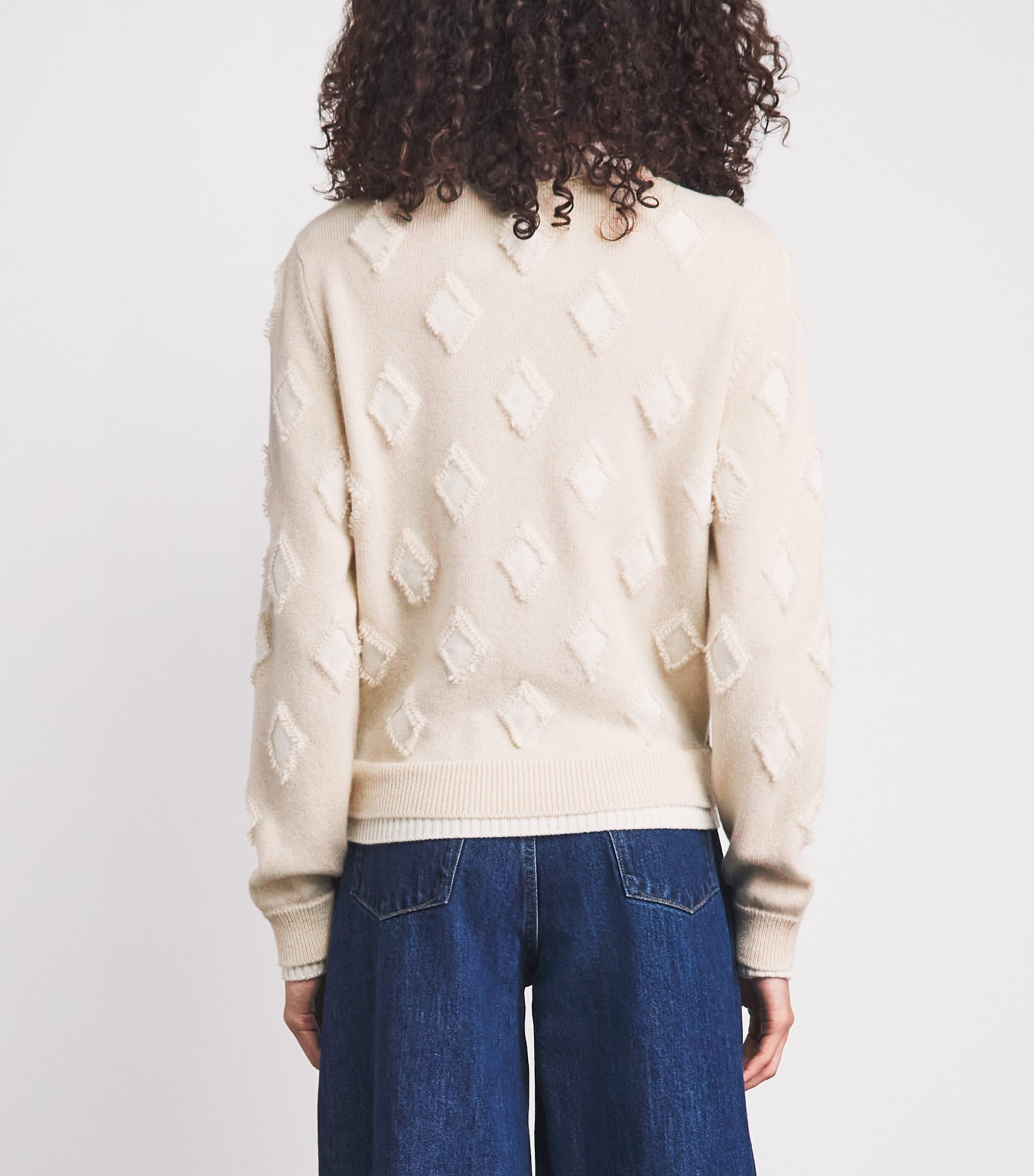 Barrie Womens Cashmere Argyle Sweater Canvas/ice Whte Image 5