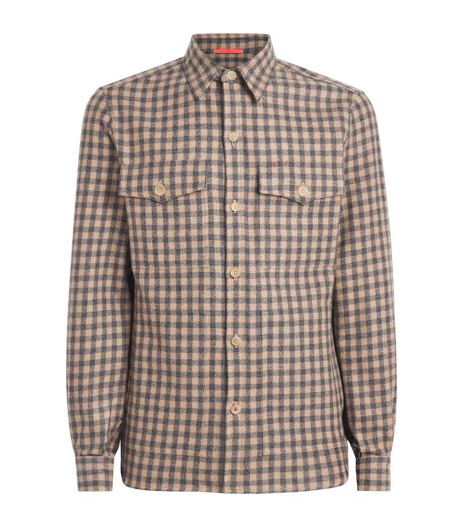Isaia Mens Cashmere Check Overshirt Image 1