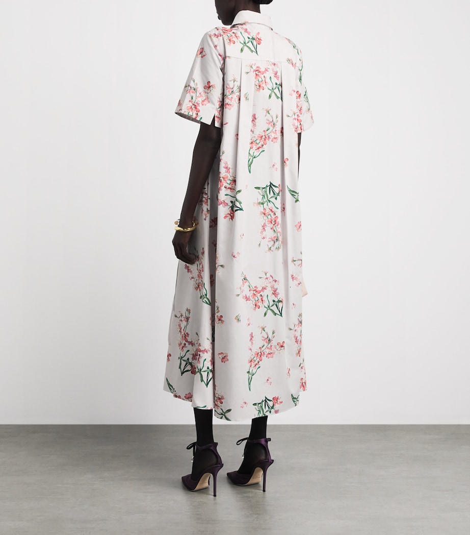 Erdem Womens Cotton Floral Midi Shirt Dress Paintd Orchd Ptl Pnk Image 4