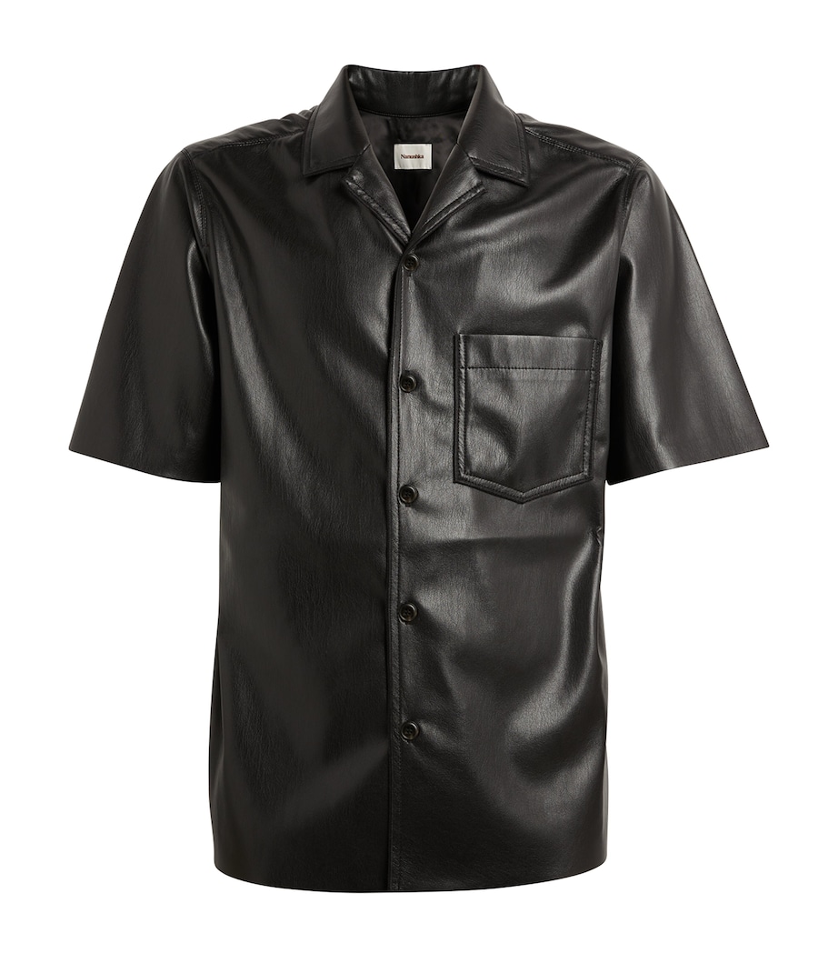 Nanushka Mens Faux Leather Shirt Black Image 1