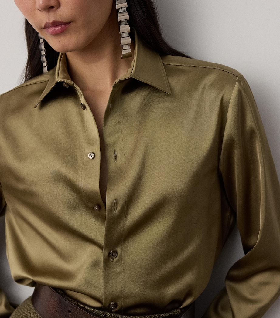 Ralph Lauren Collection Womens Satin Adrien Shirt Porcini Image 4
