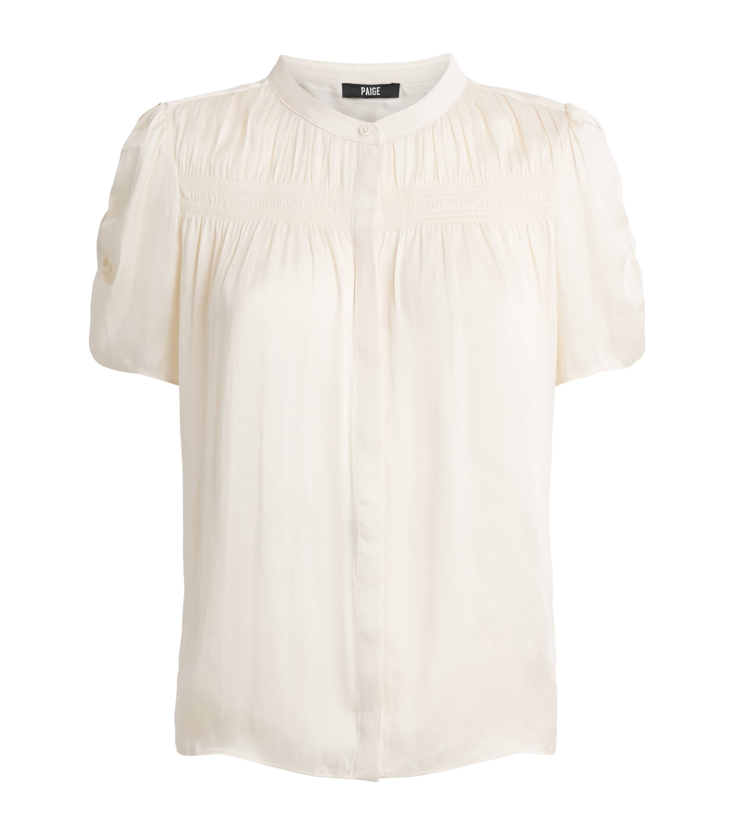 PAIGE Womens Ruched Diego Blouse Antique White Image 1