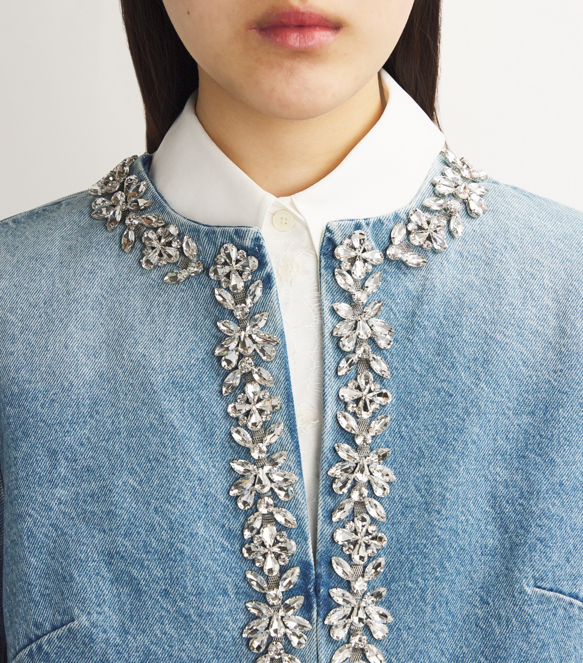 Zimmermann Womens Crystal-Embellished Denim Jacket Blumoonblue Moon Image 6