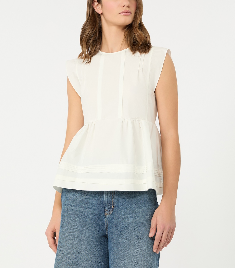 Weekend Max Mara Womens Cotton Flared Blouse White Image 2