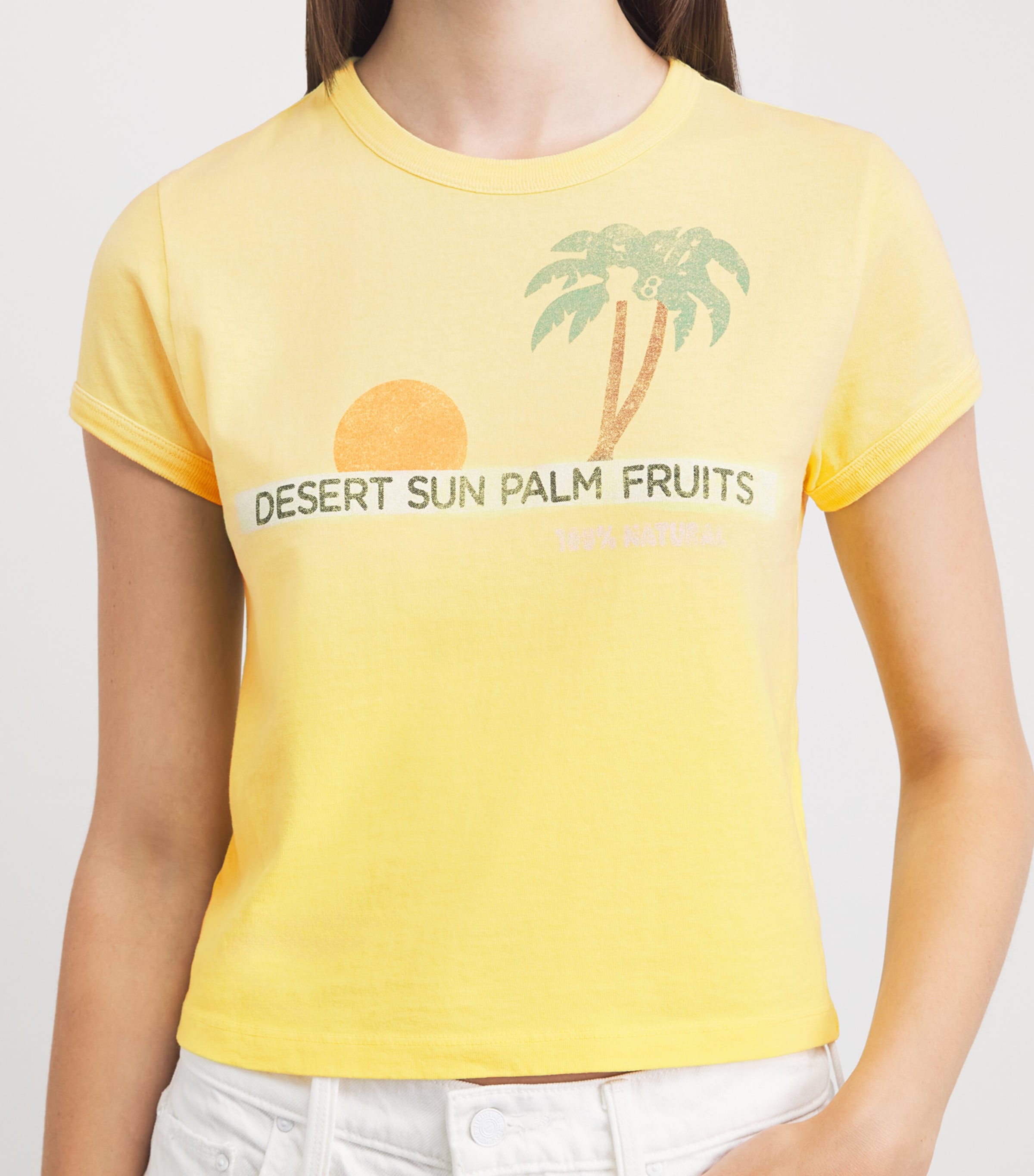 MOTHER Womens Itty Bitty Ringer T-Shirt Desert Sun Palm Image 3