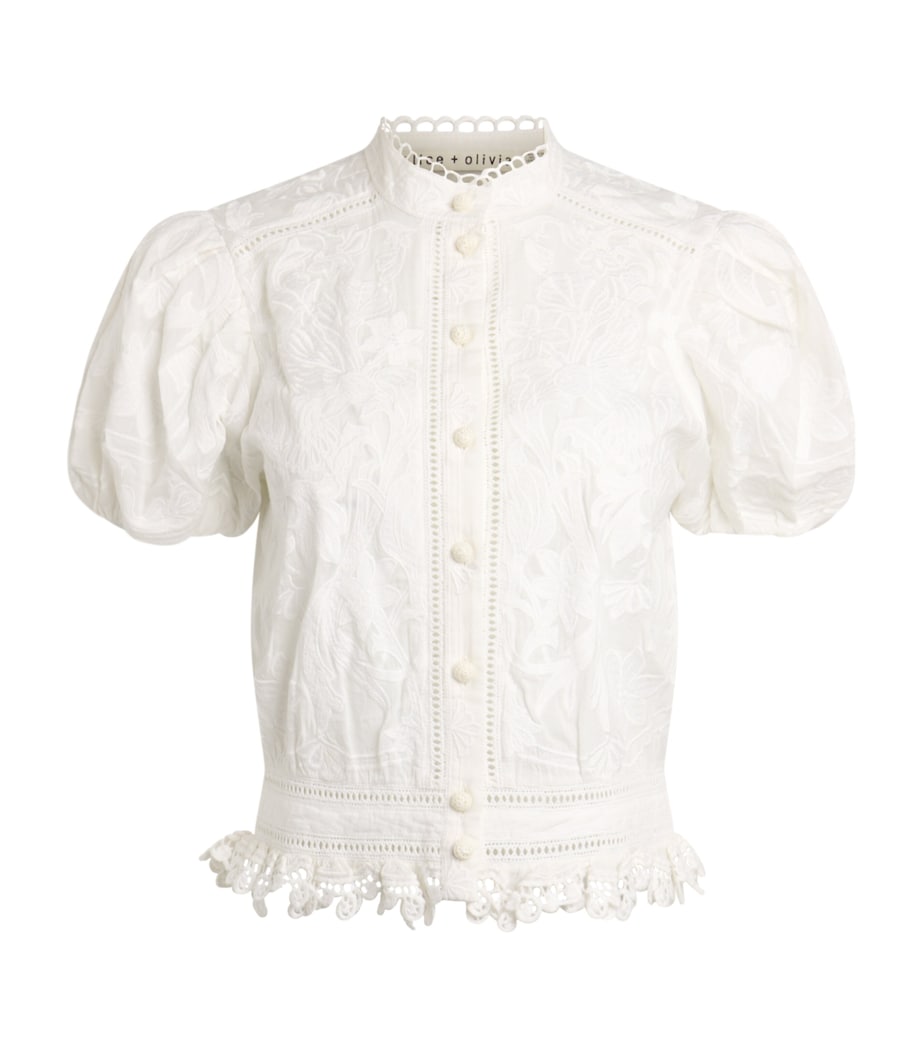 Cotton Loryn Embroidered Blose A127 OFF WHITE Image 1