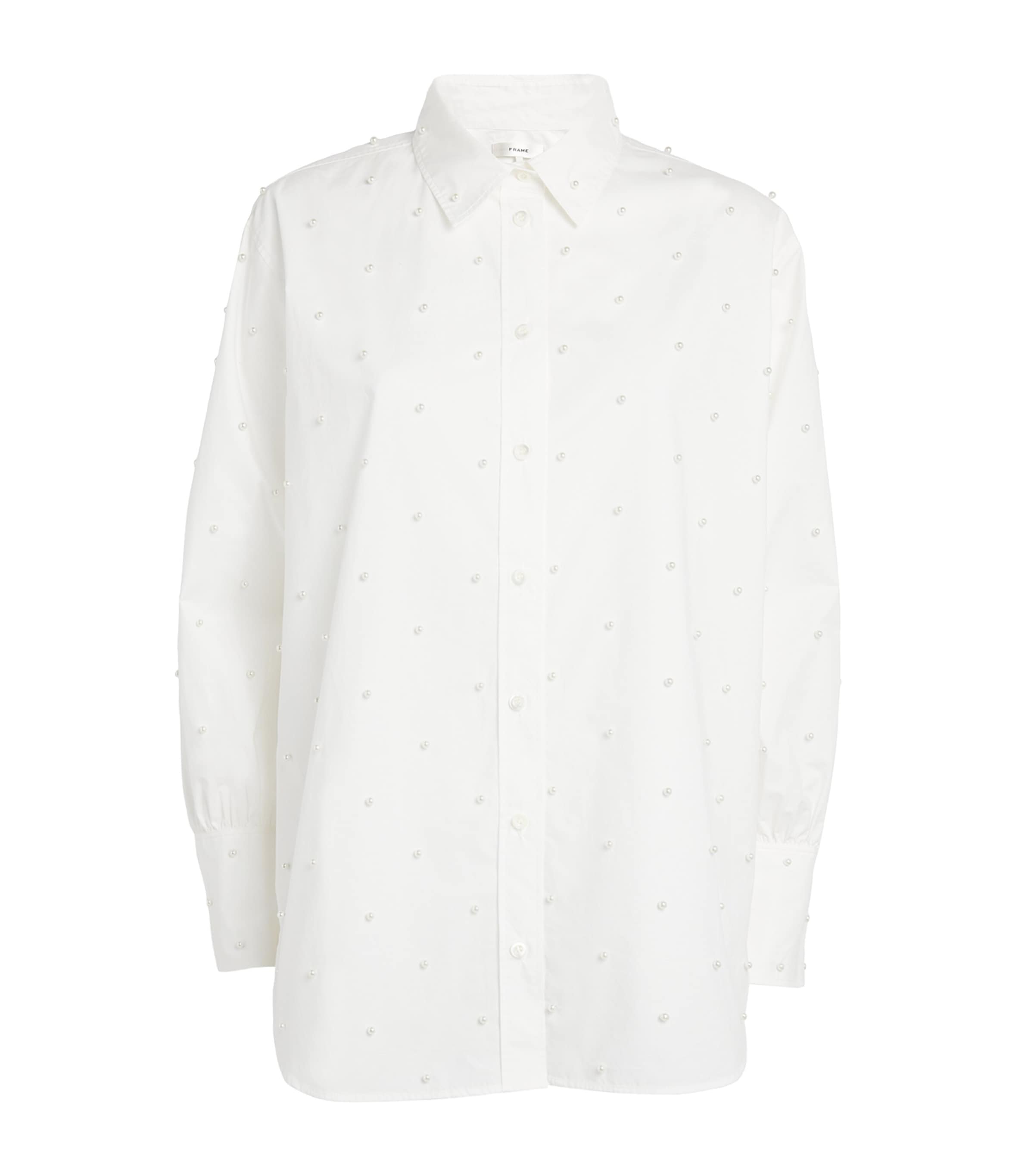 Frame Organic Cotton Embellished Shirt In White