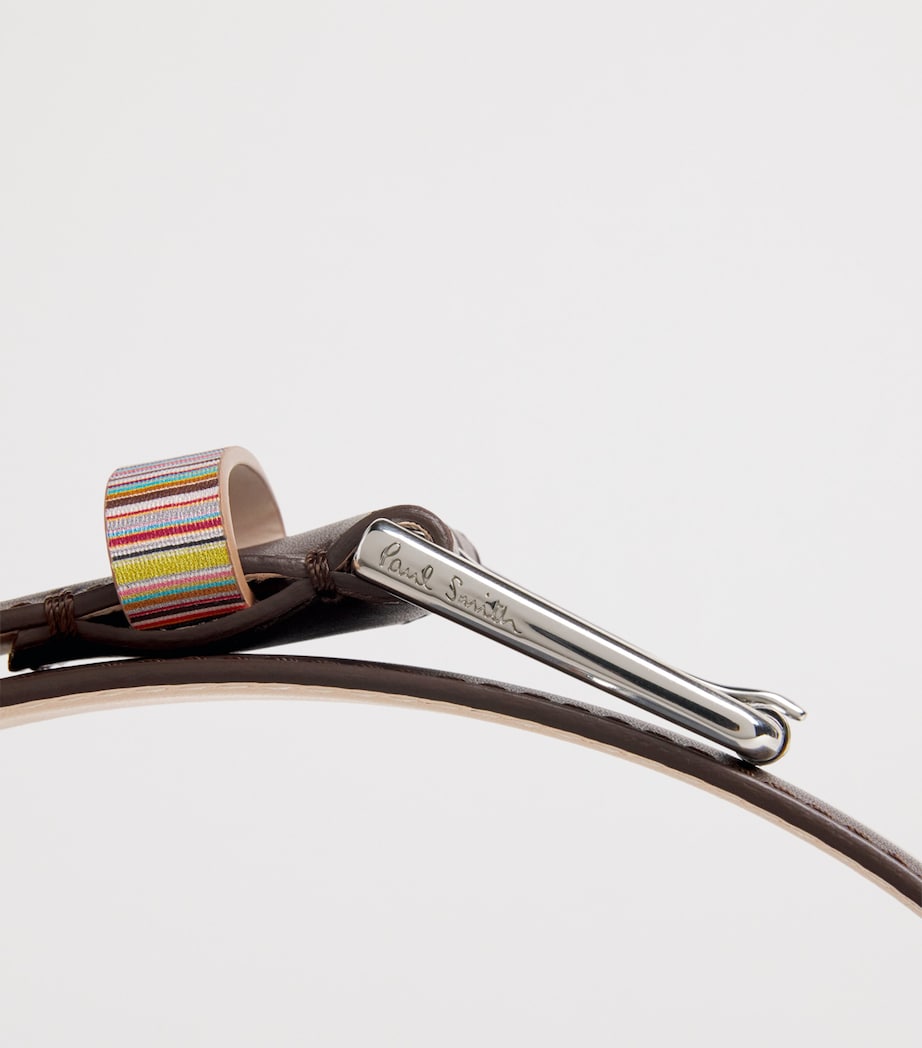 Leather Stripe Loop Belt BROWN Image 4