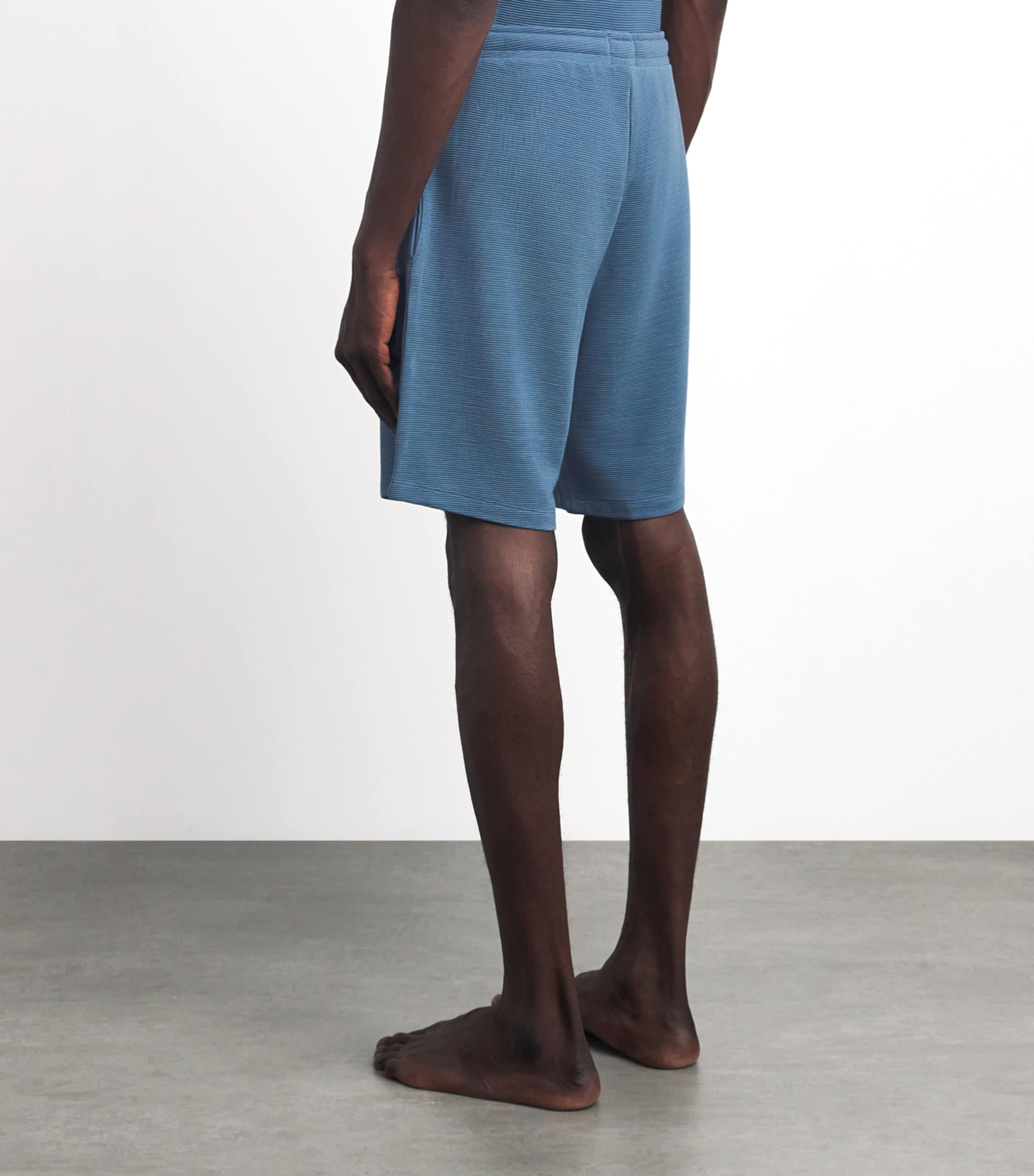 BOSS Mens Rib-Knit Logo Shorts Light/pastel Blu Image 5