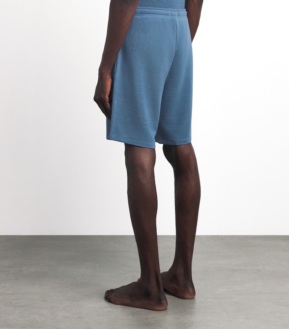 BOSS Mens Rib-Knit Logo Shorts Light/pastel Blu Image 5