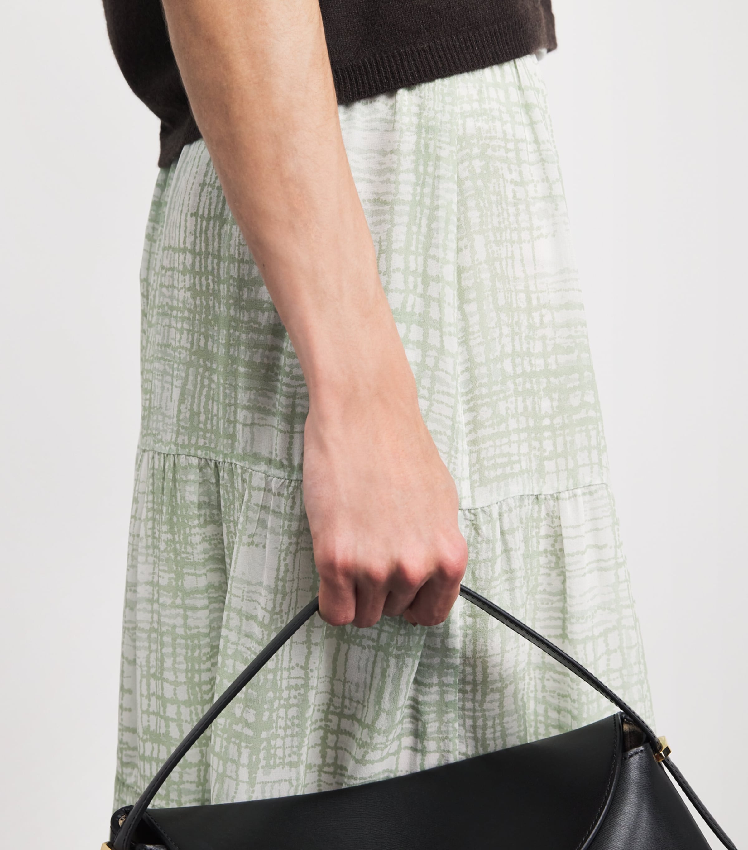 Kiton Womens Silk Printed Midi Skirt Mint Green Image 3