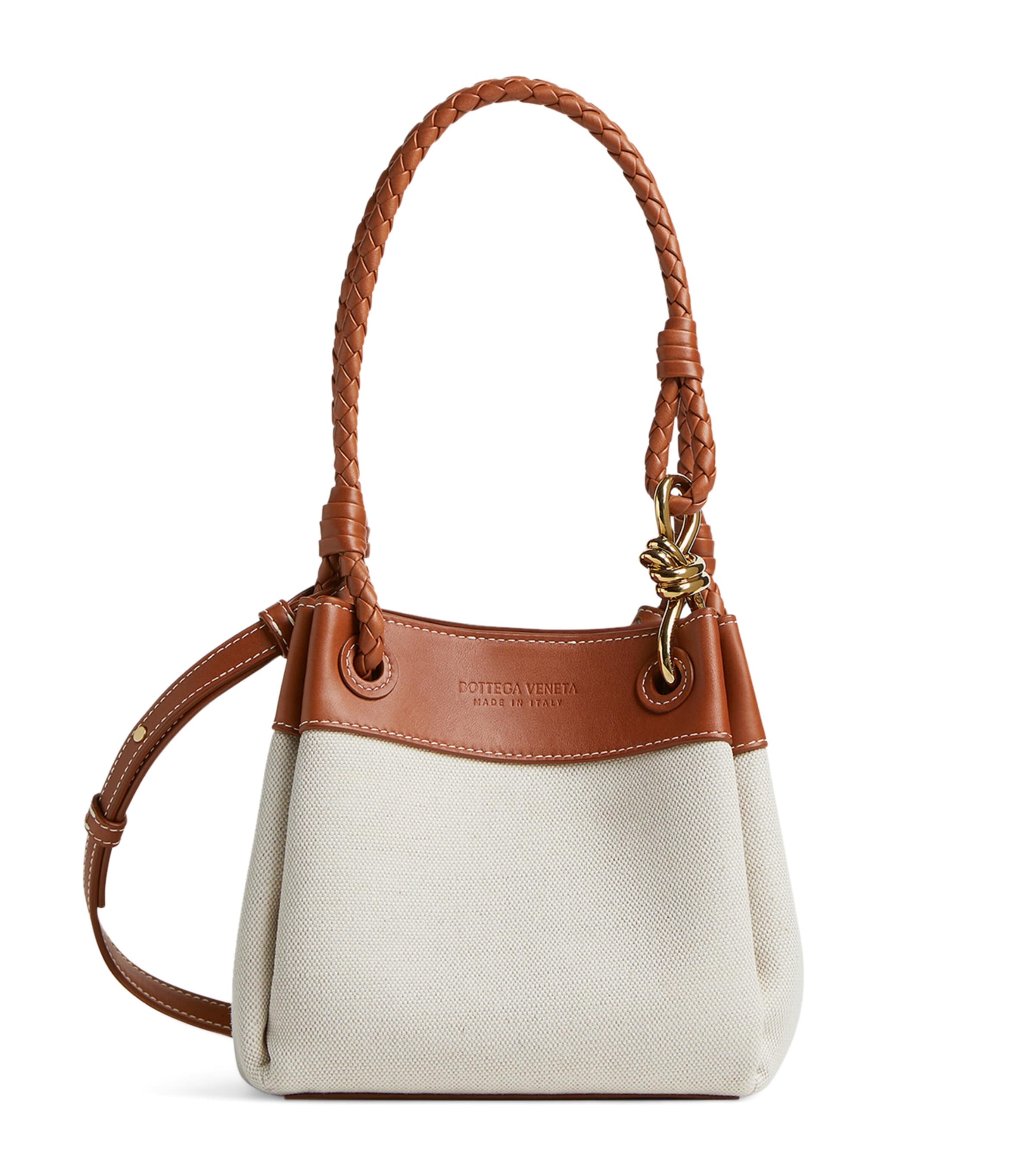 Bottega Veneta Parachute Small Canvas Shoulder Bag In Neutral