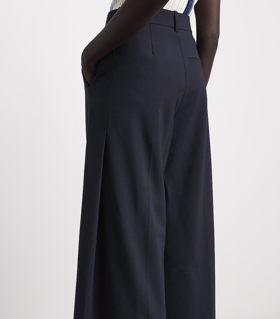 Theory Womens Wool-Blend Wide-Leg Trousers Deep Navy Image 3