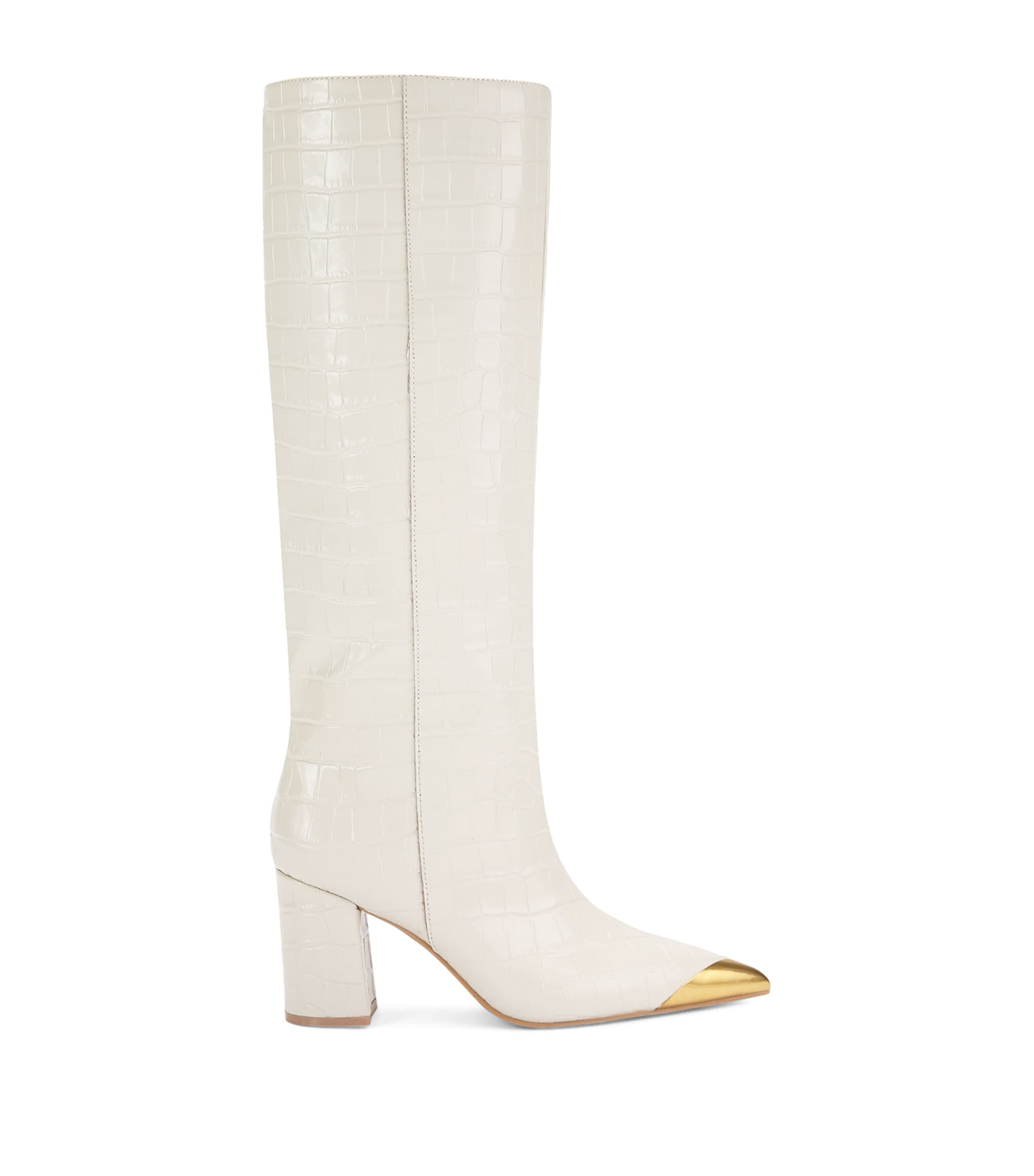 Kurt Geiger Crocodile Embossed Knee-high Boots In White