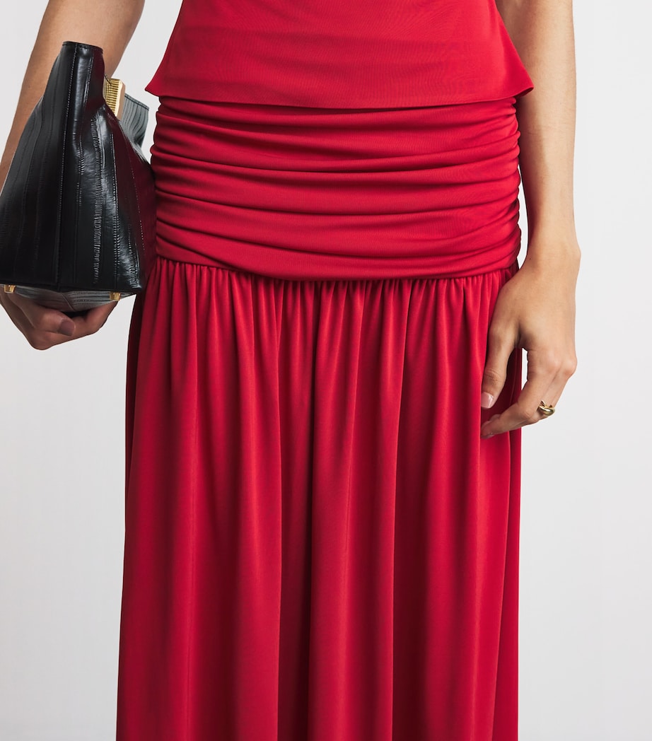 RETORI Womens Draped Maxi Skirt Red Image 3