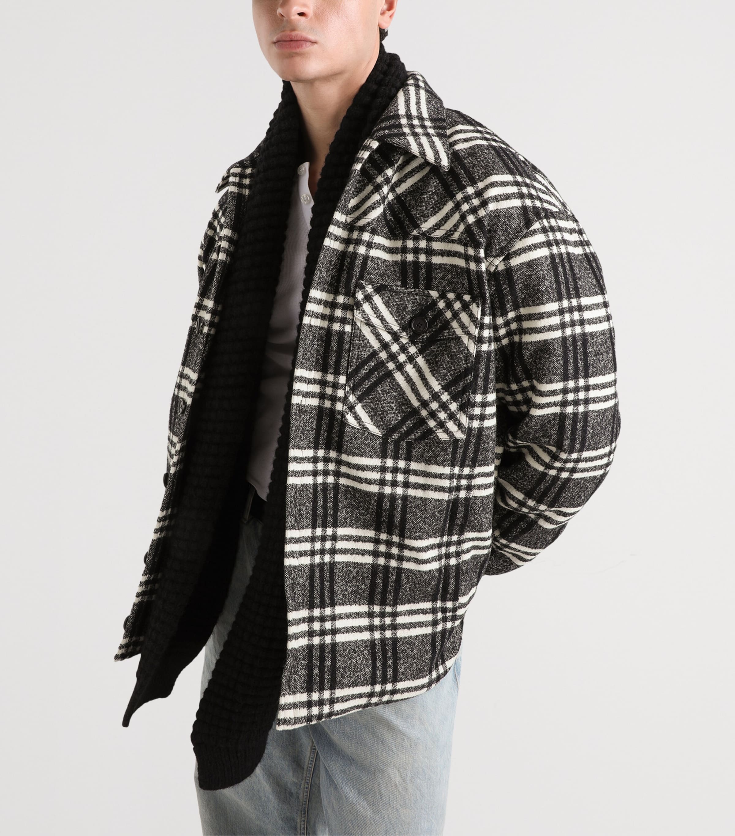 Dolce&Gabbana Mens Wool-Blend Check Shacket Check Tartan Image 5