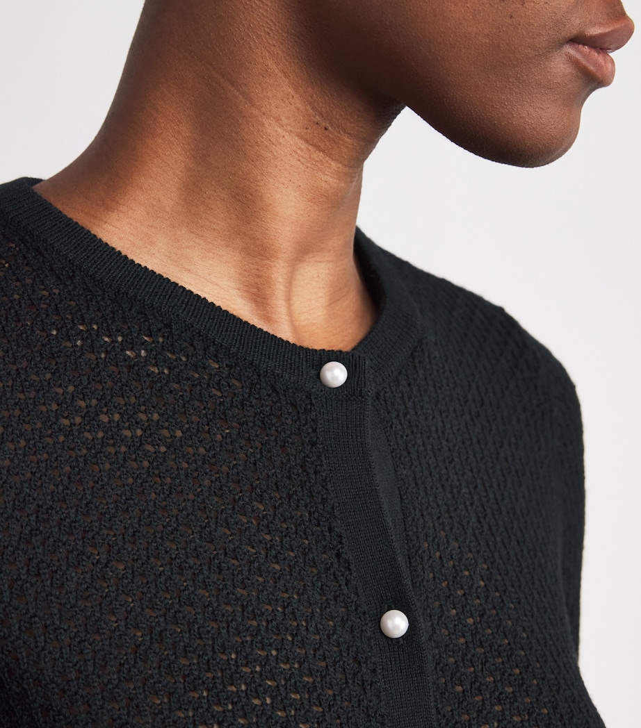 Wool Collared Carson Cardigan B072 BLACK/SOFT WHTE Image 6