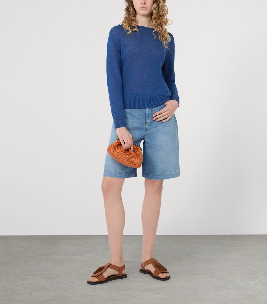 Weekend Max Mara Womens Linen Crew-Neck Sweater Ocean Image 5