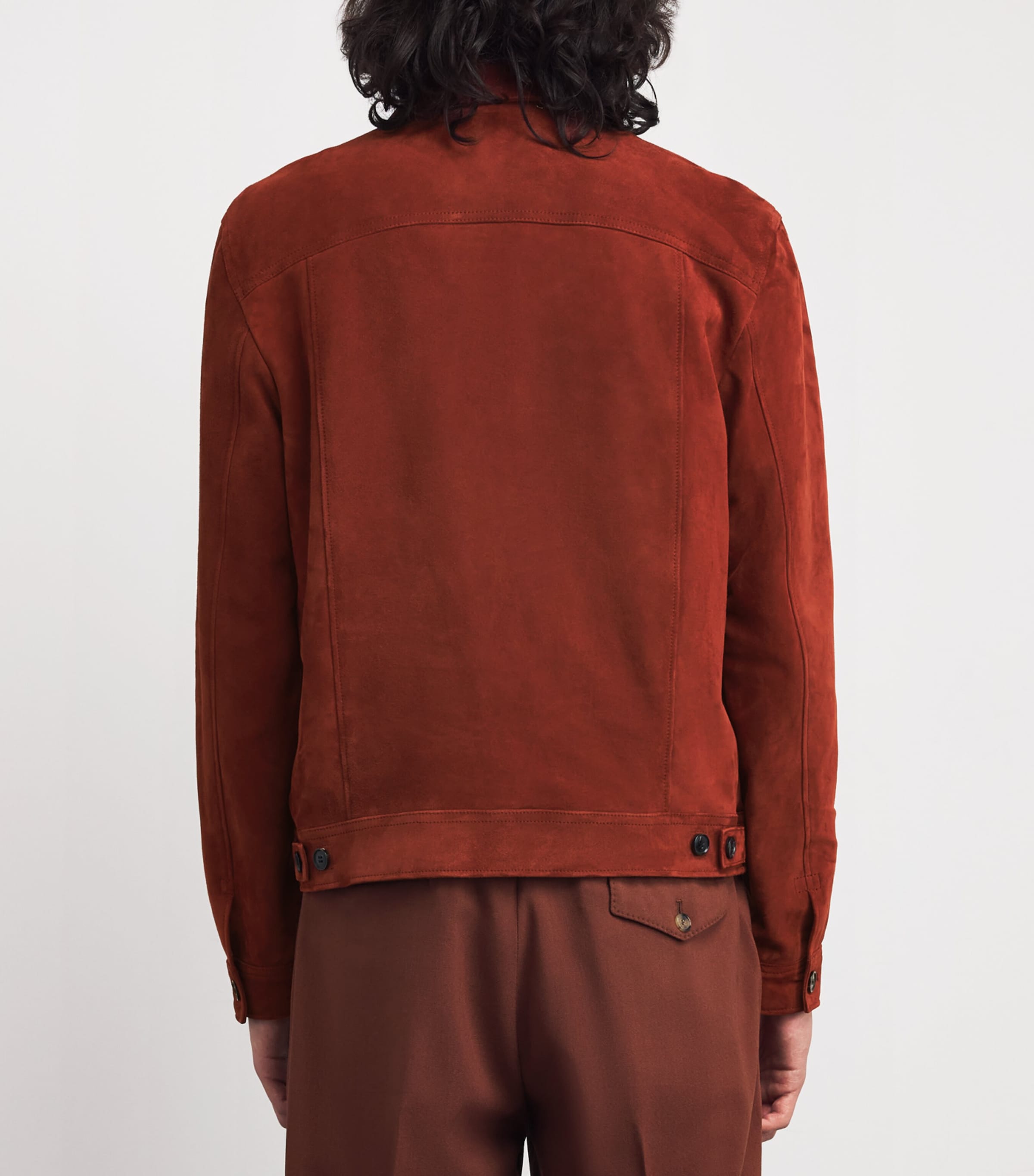 Suede Pleated Trucker Jacket RED-26B Image 4