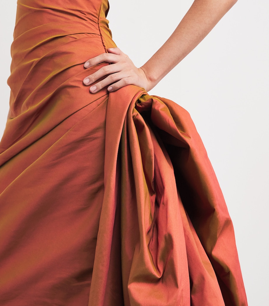 Taffeta Asymmetric Rasia Gown T1055 DARK ORANGE Image 4