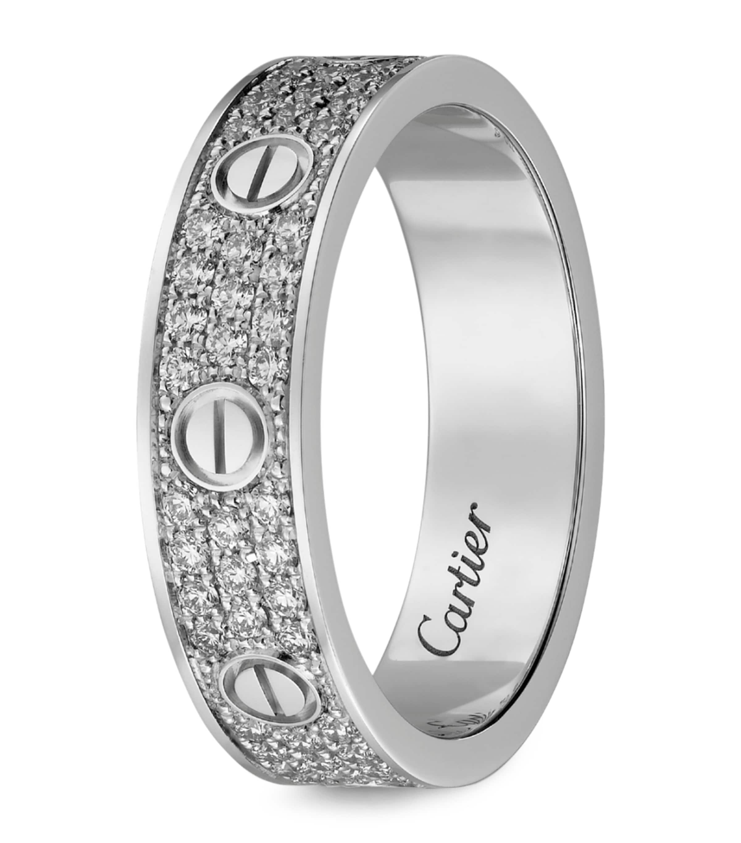 White Gold and Diamond-Paved LOVE Wedding Band MULTI Image 3