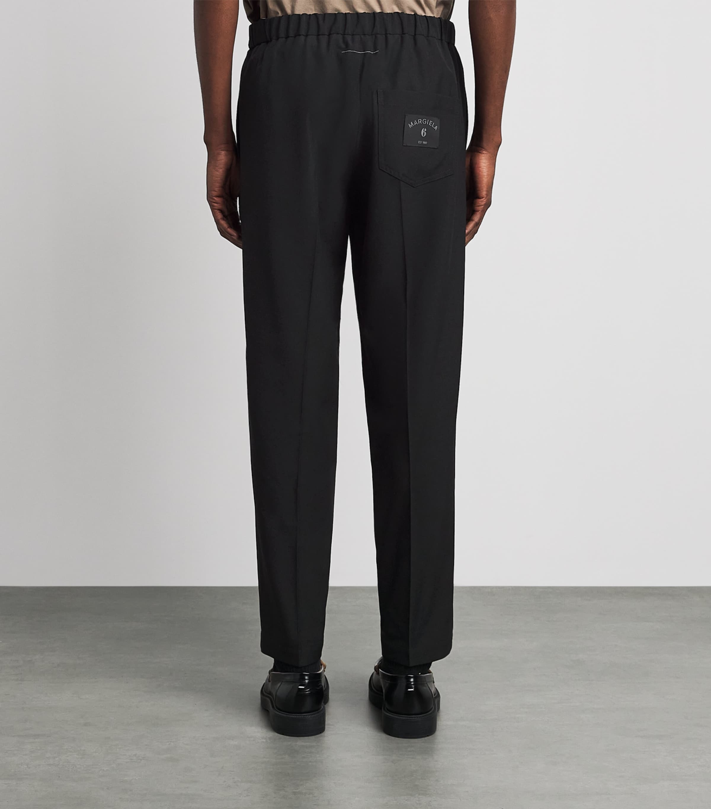 MM6 Maison Margiela Mens Cotton Pleated Drawstring Trousers Black Image 5