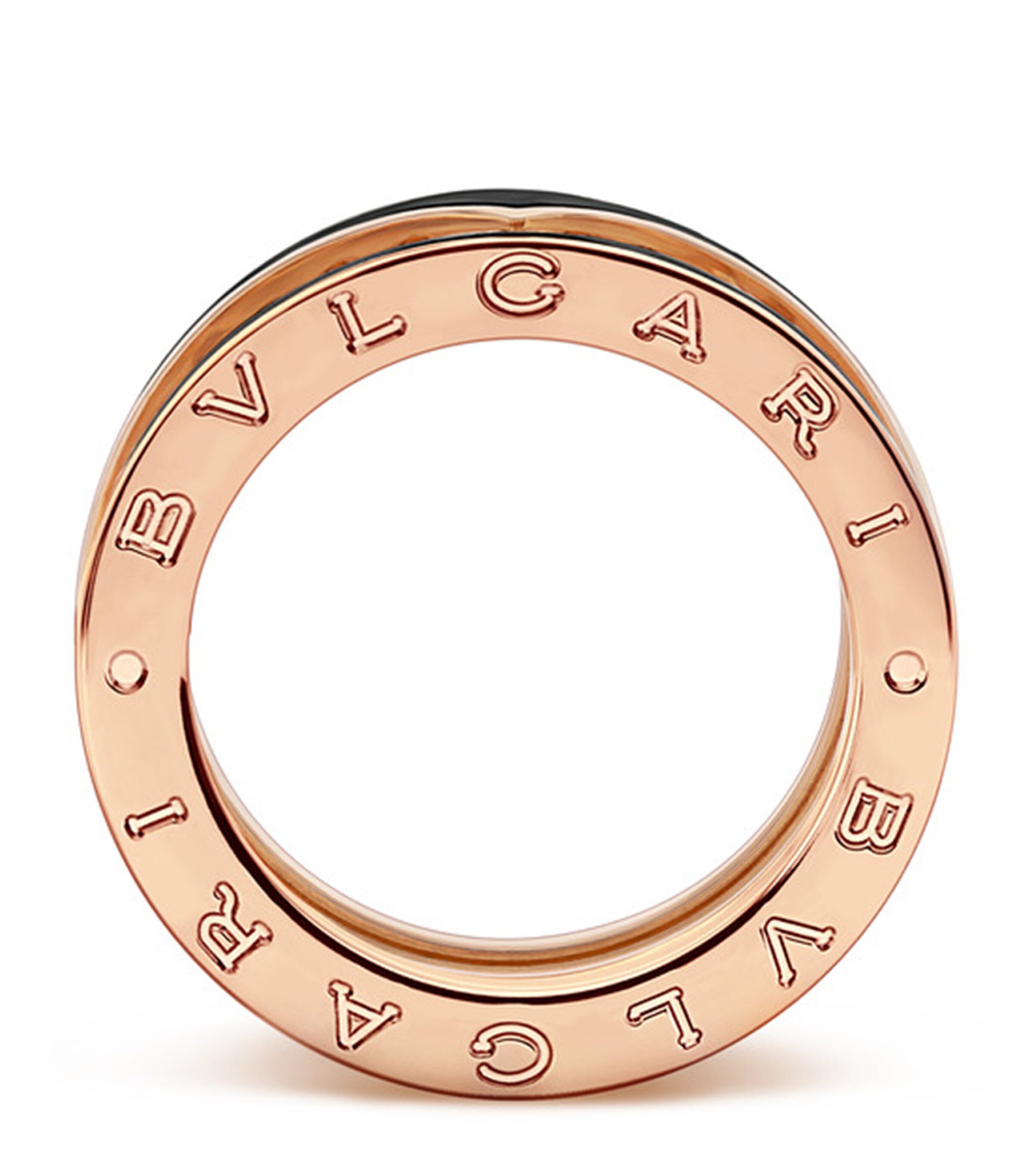 Bvlgari Rose Gold and Black Ceramic B.zero1 Rock One-Band Ring Pink Gold Image 2