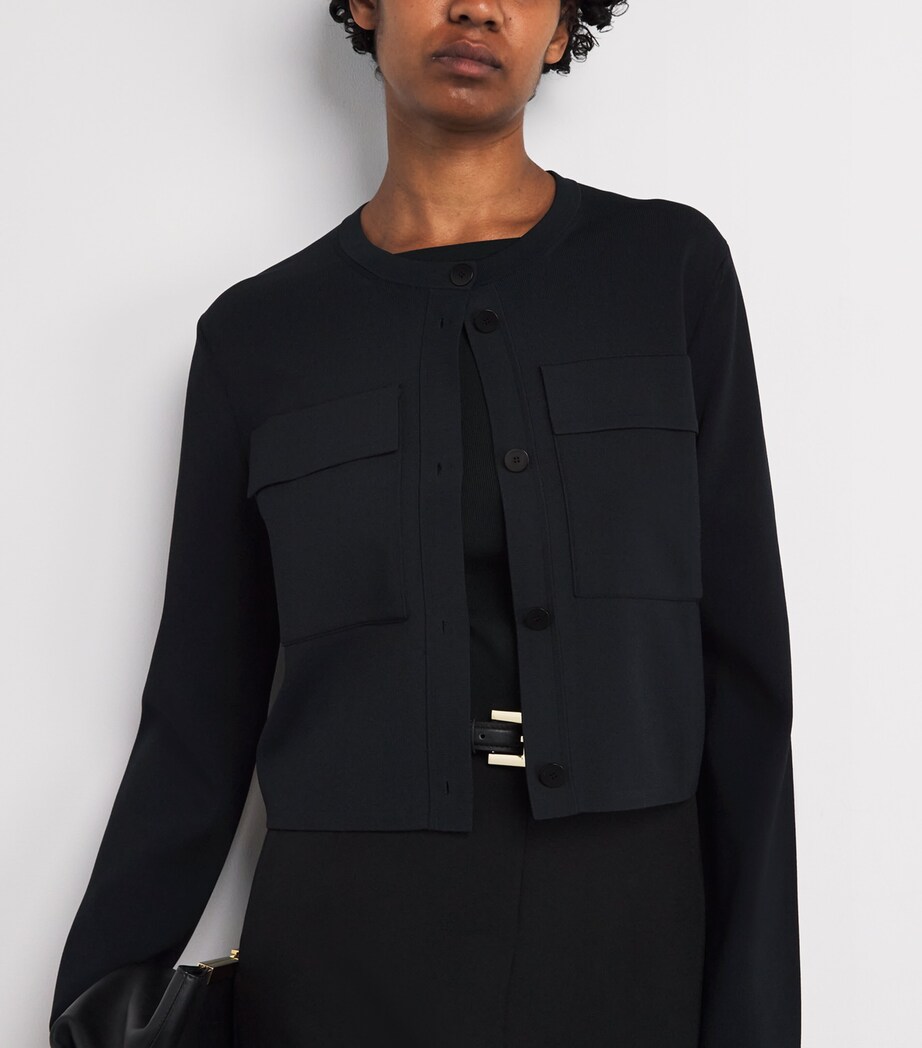 Stretch-Knit Cardigan Jacket BLACK Image 6