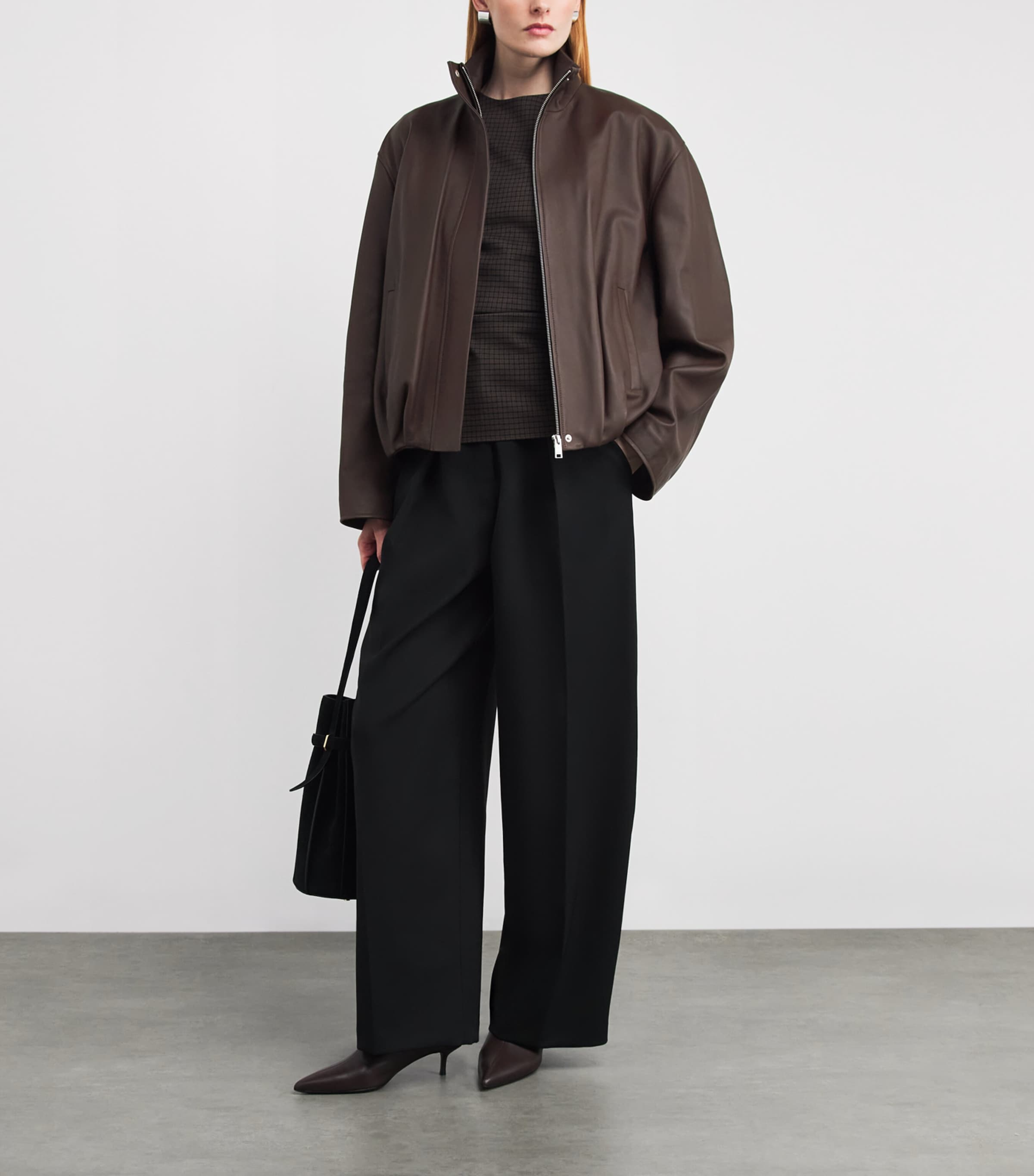 Lambskin Dahlia Bomber Jacket MARRONE Image 2