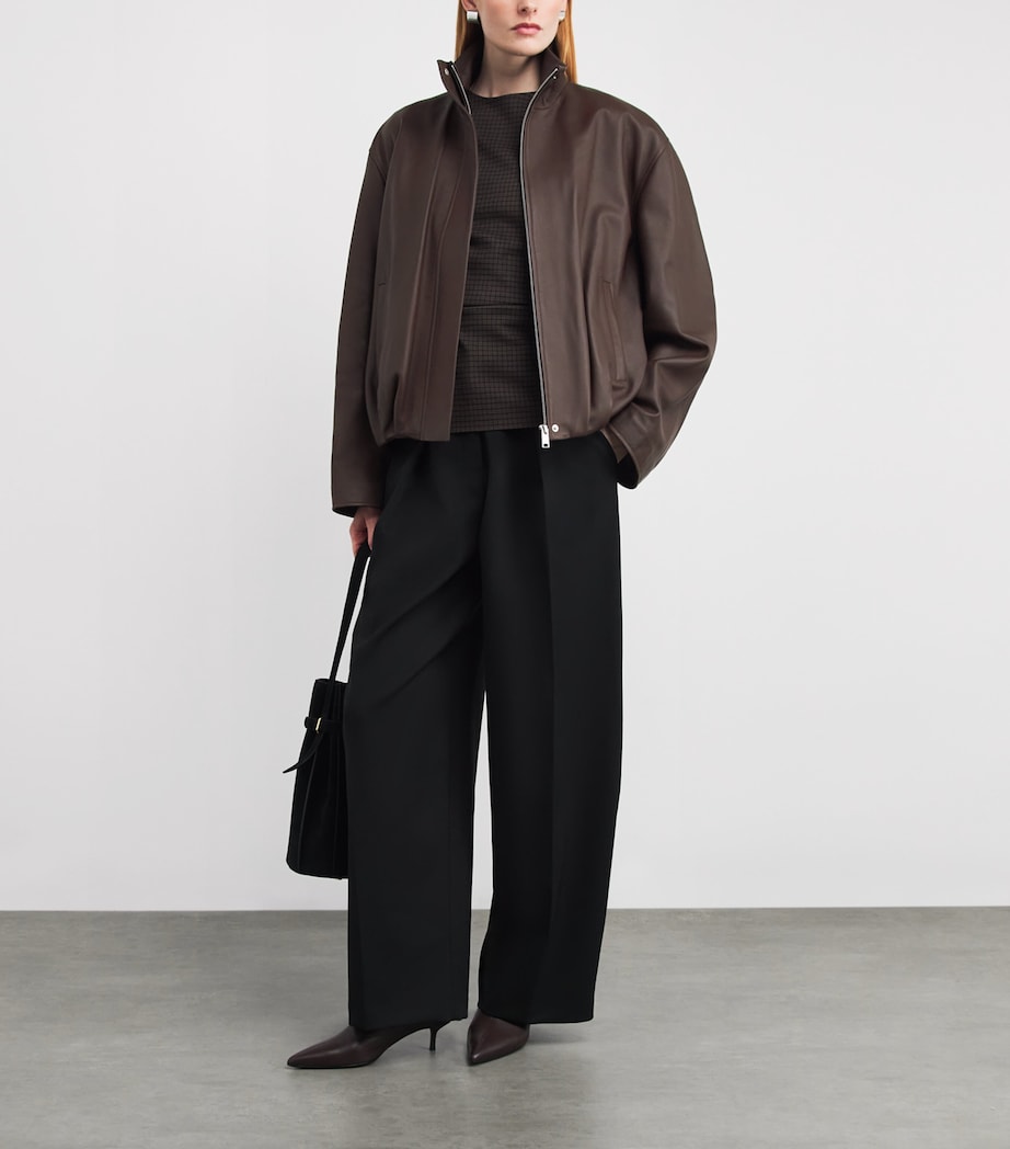 Lambskin Dahlia Bomber Jacket MARRONE Image 2