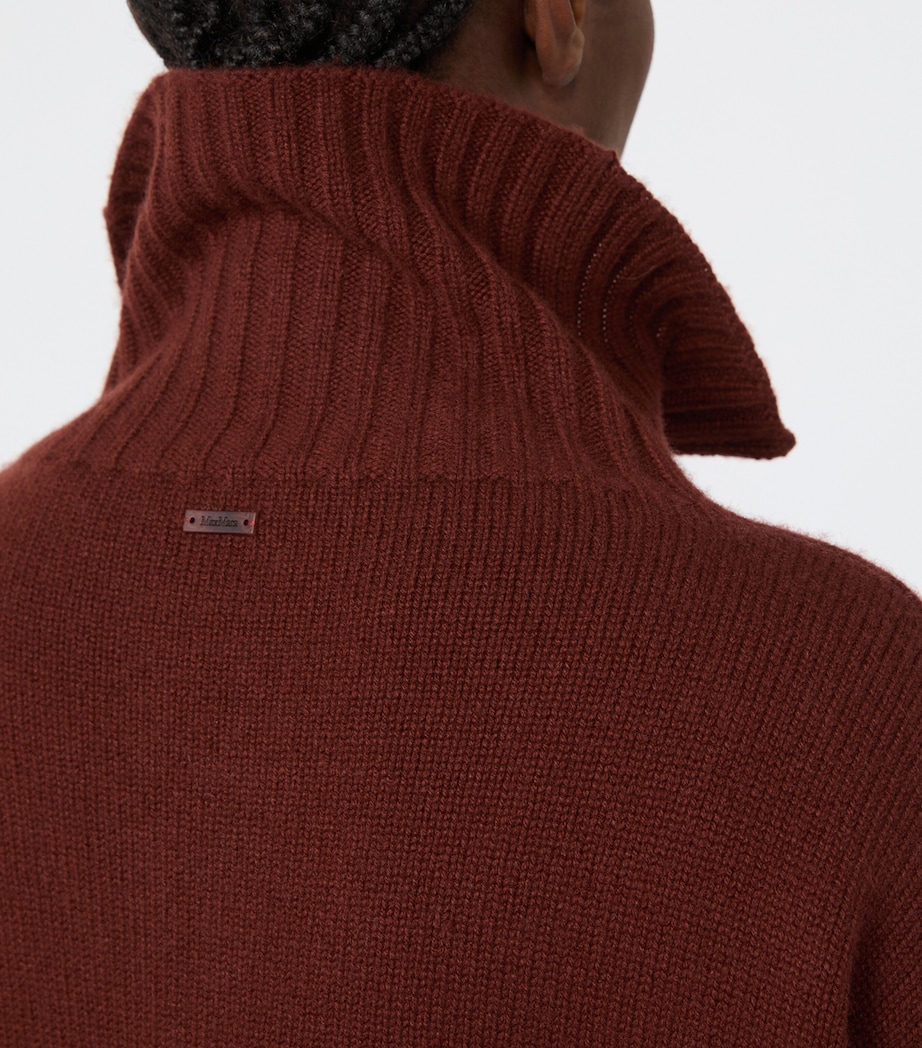 Max Mara Womens Cashmere Quarter-Zip Sweater Rust Image 5