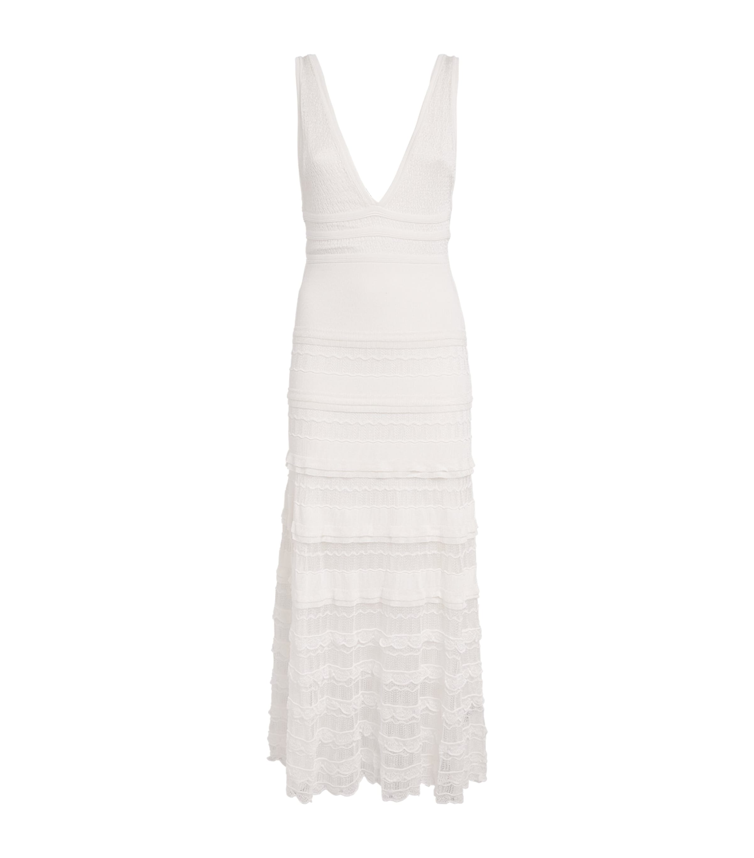 Sandro Paris Womens Pointelle Knitted Maxi Dress White Image 1