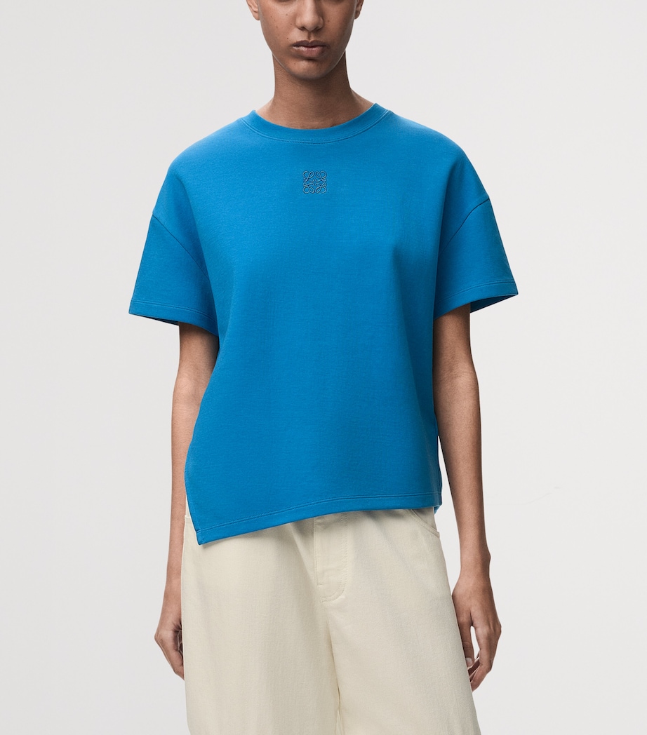 LOEWE Womens Asymmetric T-Shirt Blue Image 3
