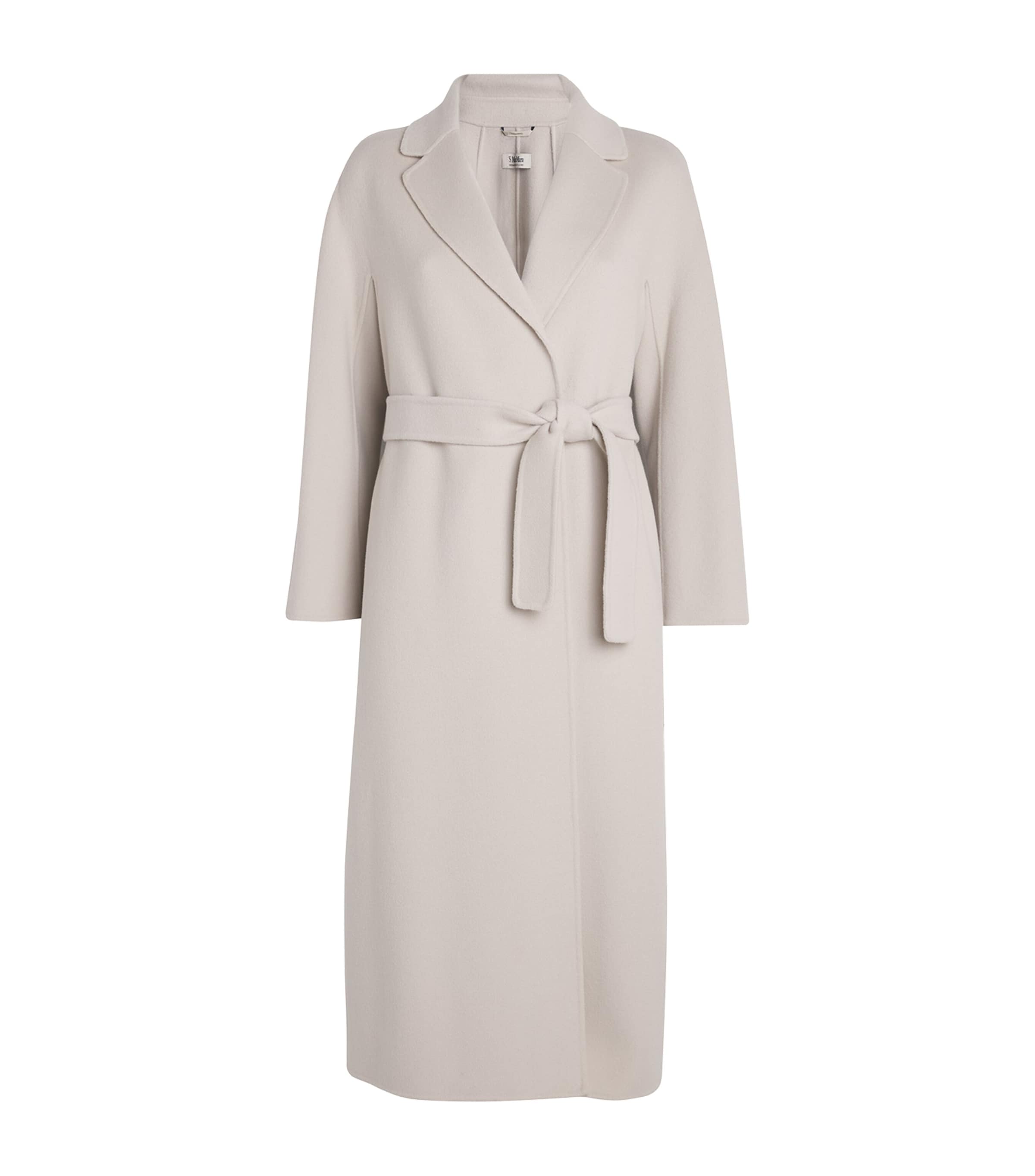 Max Mara Virgin Wool Wrap Coat In White
