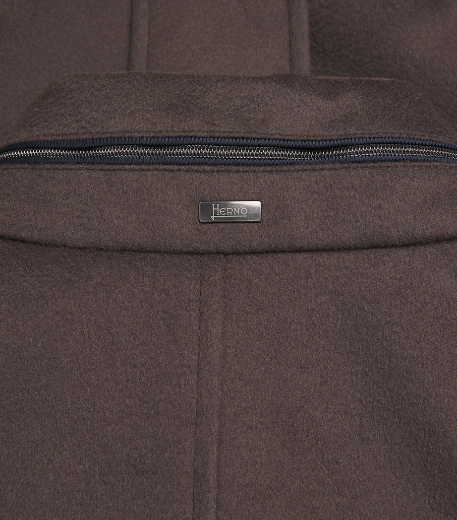 Herno Mens Virgin Wool-Cashmere Field Jacket Marrone Scuro Image 6