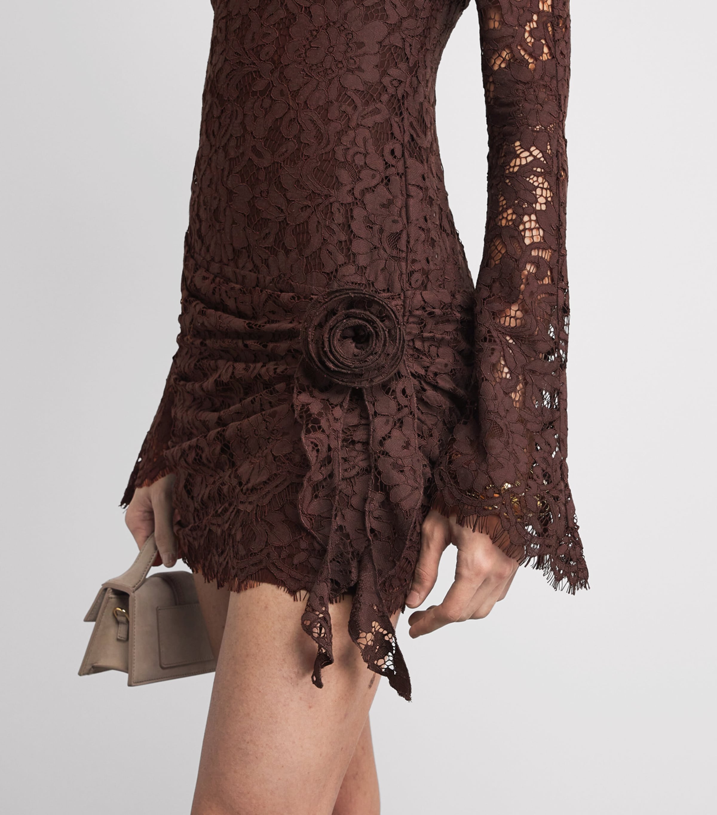 De La Vali Womens Lace Bodita Mini Dress Brown Image 5