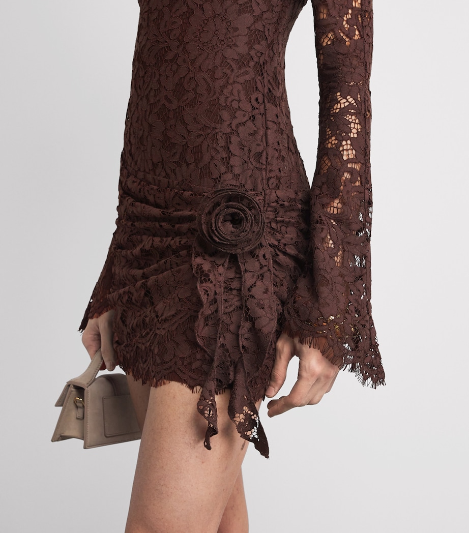 De La Vali Womens Lace Bodita Mini Dress Brown Image 5