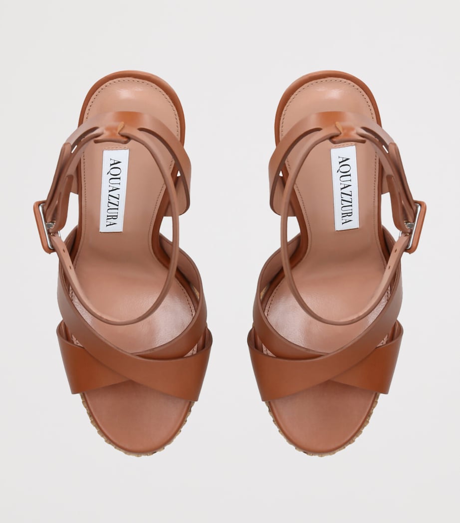 Aquazzura Leather Sunseeker Plateau Sandals 140 Brown Image 4