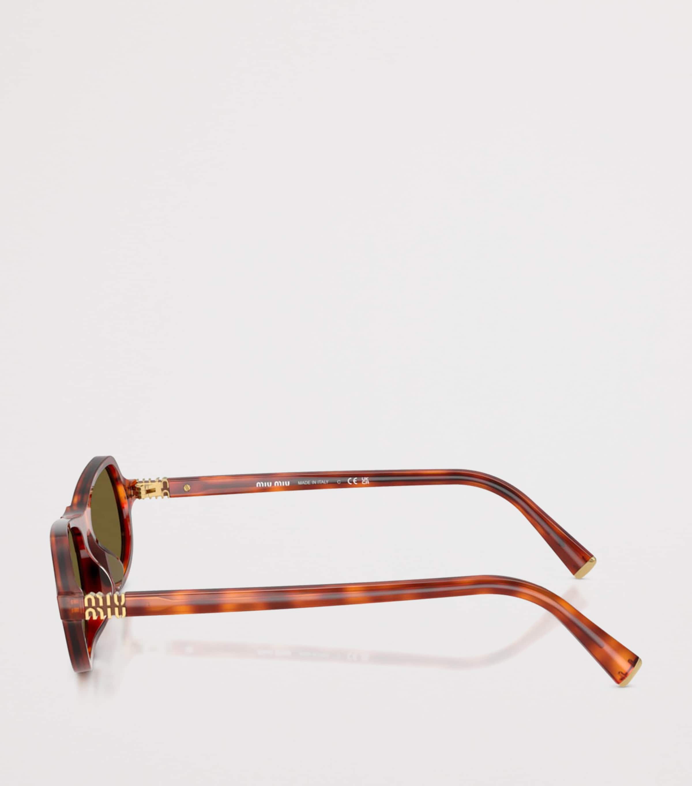 Miu Miu Irregular Oval Sunglasses Brown Image 3